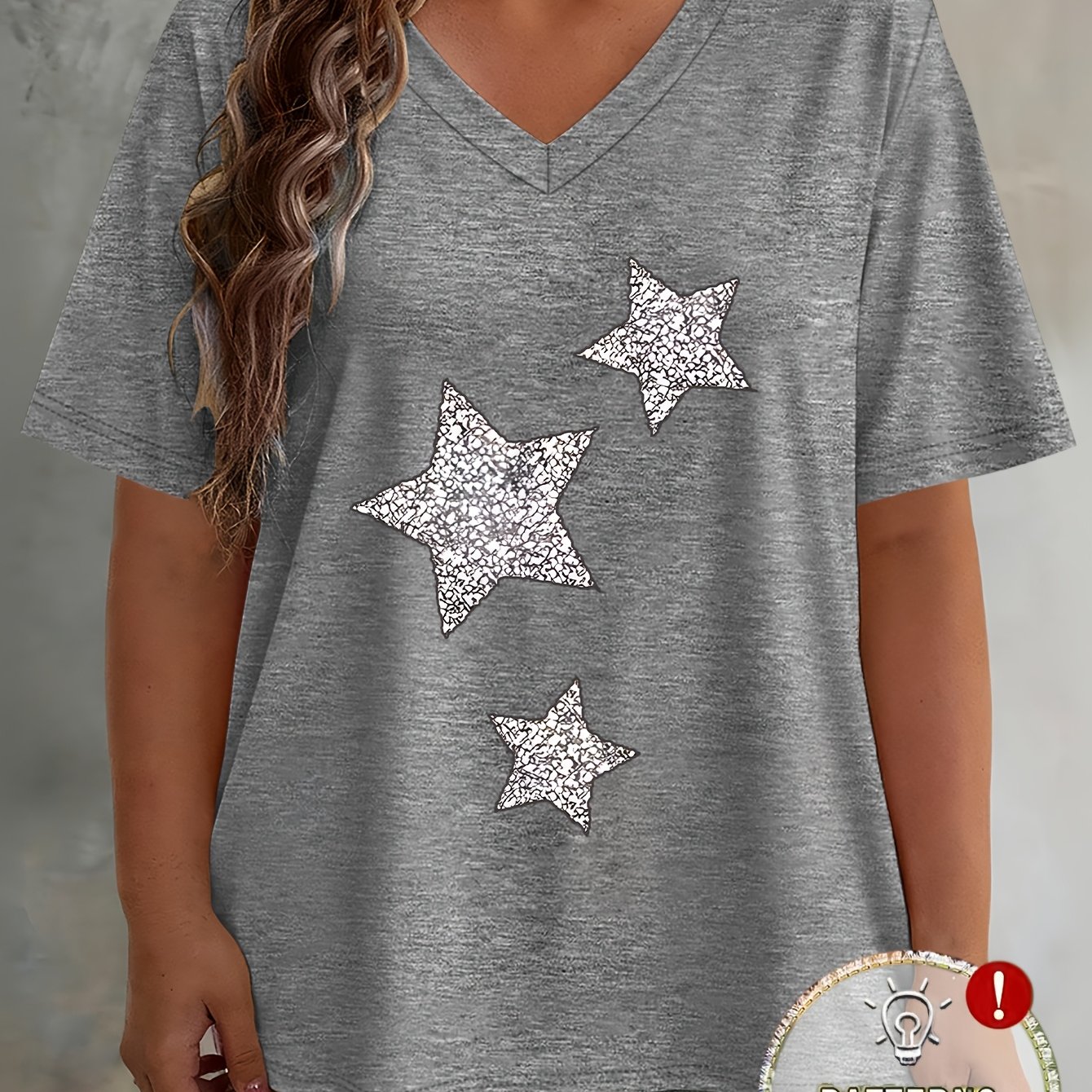 TEMU Plus Size, /summer Plus Size Women's Fashion Starry Sky Hand-drawn Loose Drop-shoulder Half-sleeve T-shirt, High-quality Women's Top, Casual