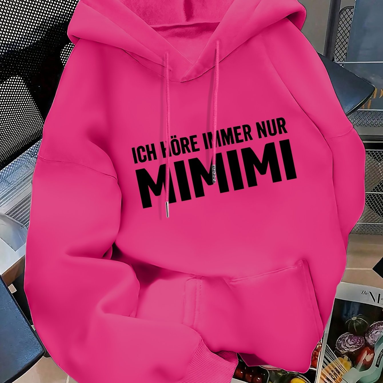 TEMU Women's Fashionable T-shirt With Letter Print, Long-sleeved With Kangaroo Pockets, Women's Hooded Sweatshirt, Fall/winter Style, Suitable For