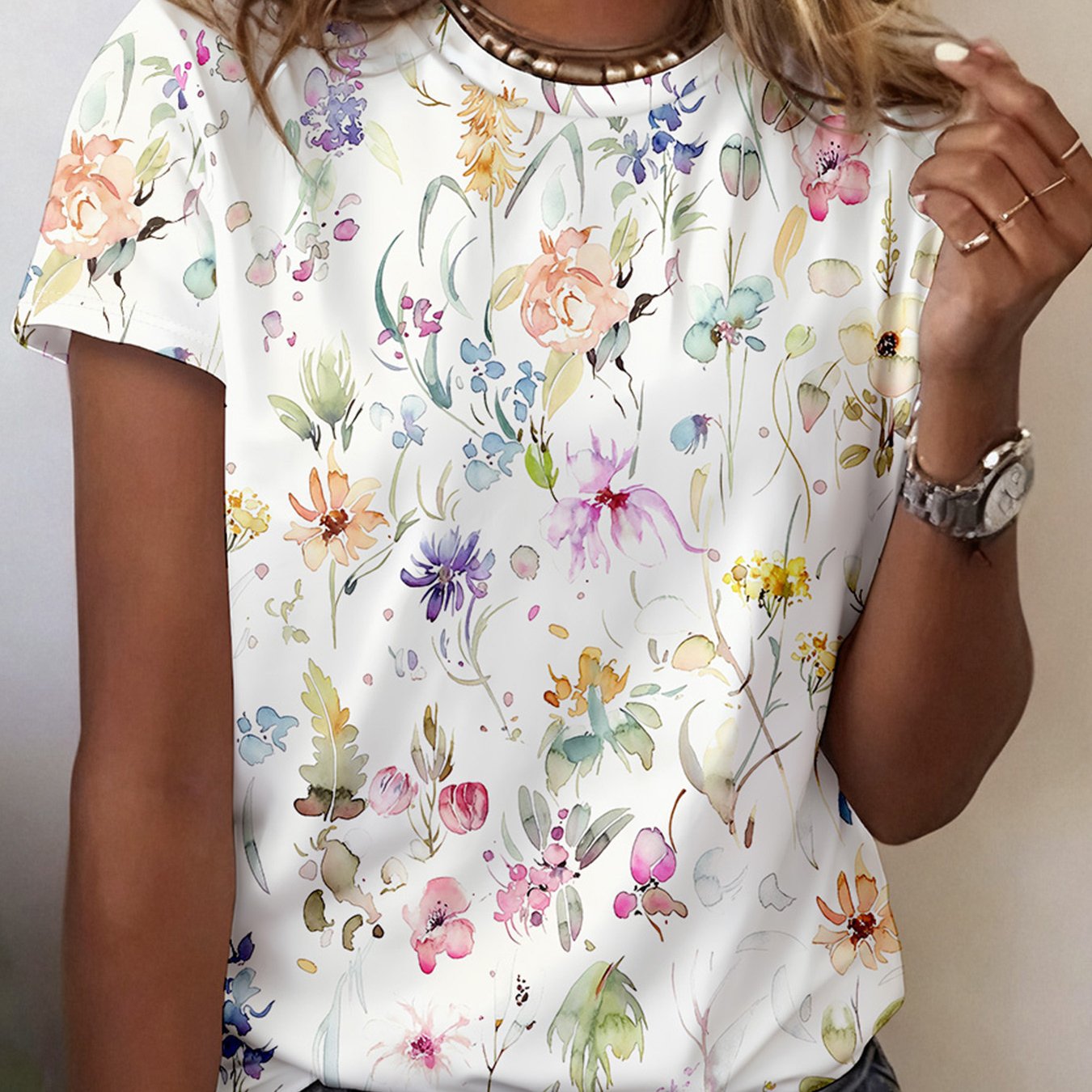 TEMU Plus Size - Plus Size - 2026 European And Plus Size Women's Round Neck Casual Short Sleeve Top - 1968