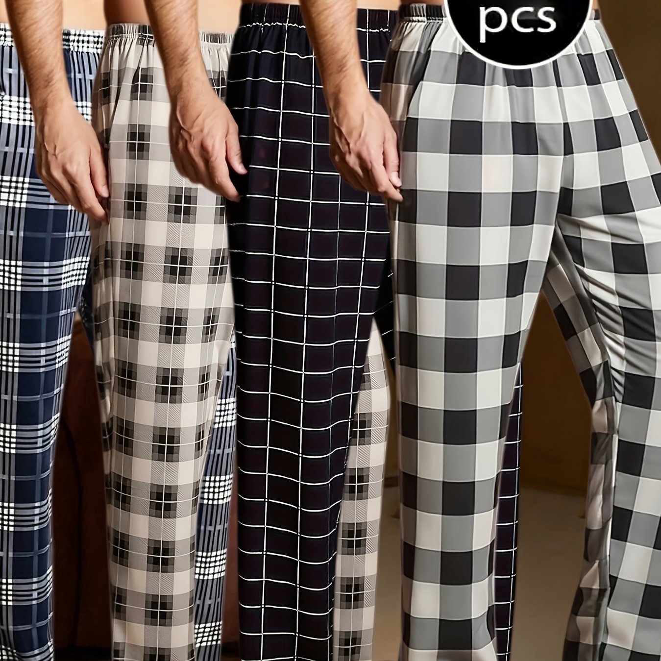 TEMU 4pcs Set Spring Summer Men's New 4 Pairs Trousers Pajama Pants Men's Spring And Autumn Loose 4 Pairs Combination Pc Lounge Pants
