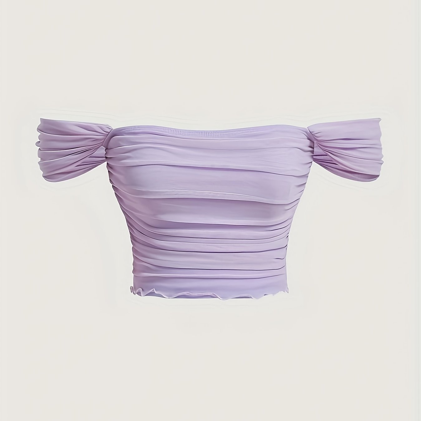 Pure Desire Off-shoulder Top, Solid Color Elegant Ruched Top For Women