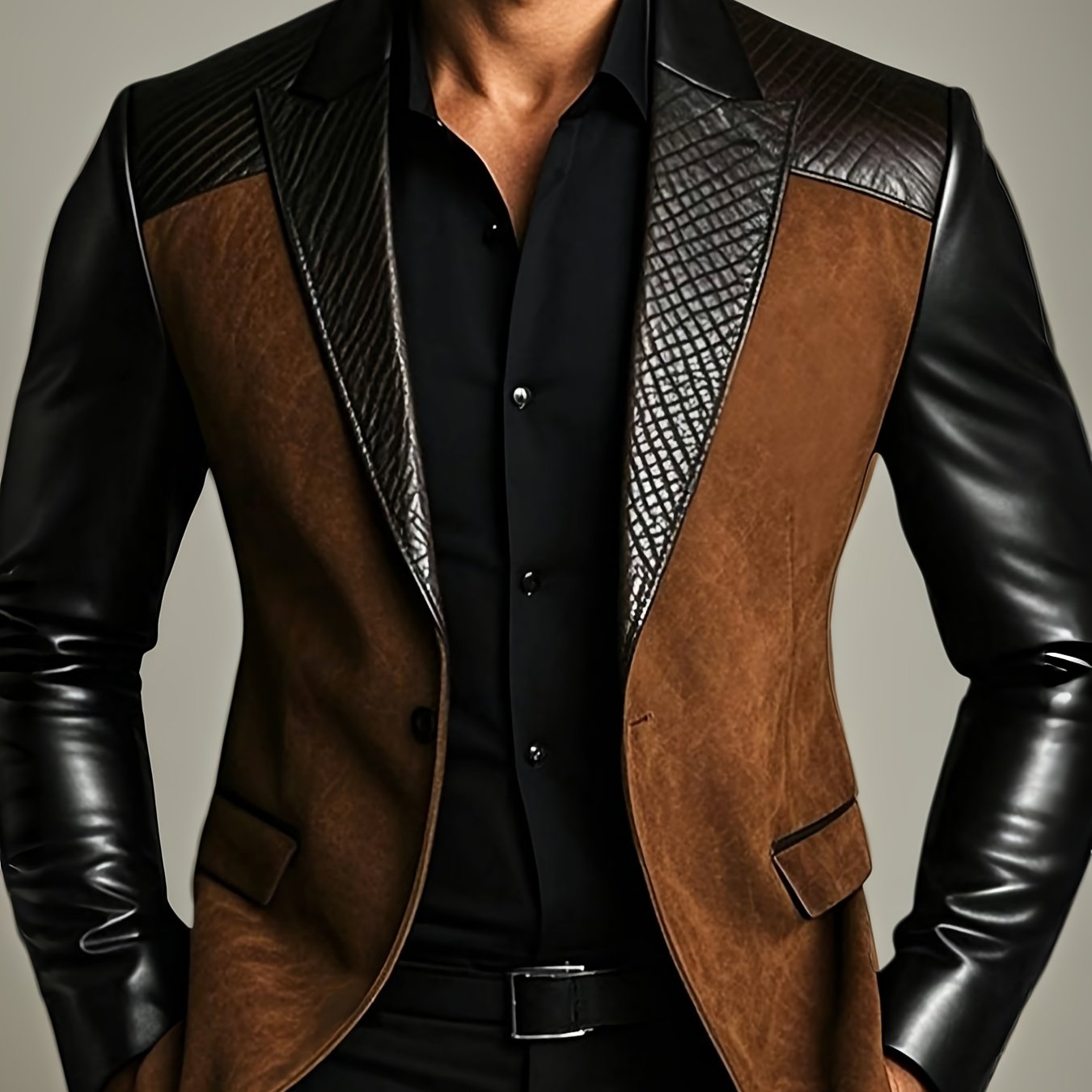 E-shop Herren Casual Blazer, Leichter Business-Freizeitlook für Frühling Herbst mit Color-Block-Design