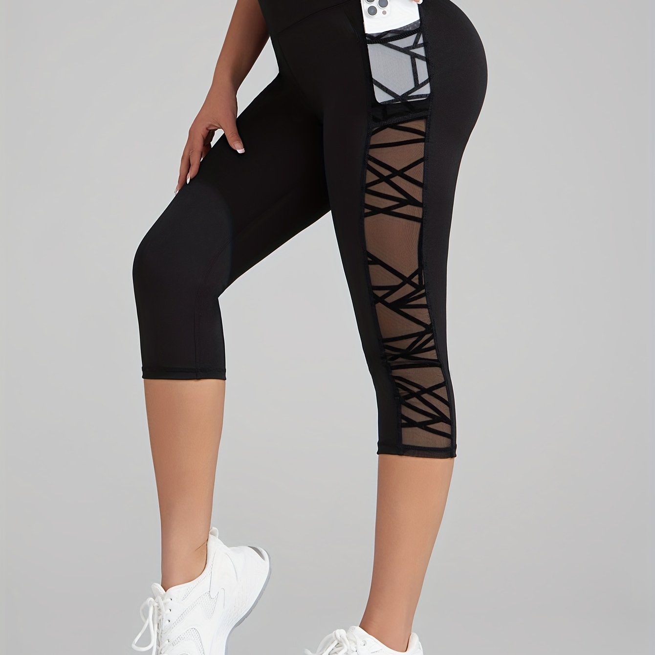 New Arrival Women's Lifting Capri Pants With Mesh And Pockets, Yoga Leggings