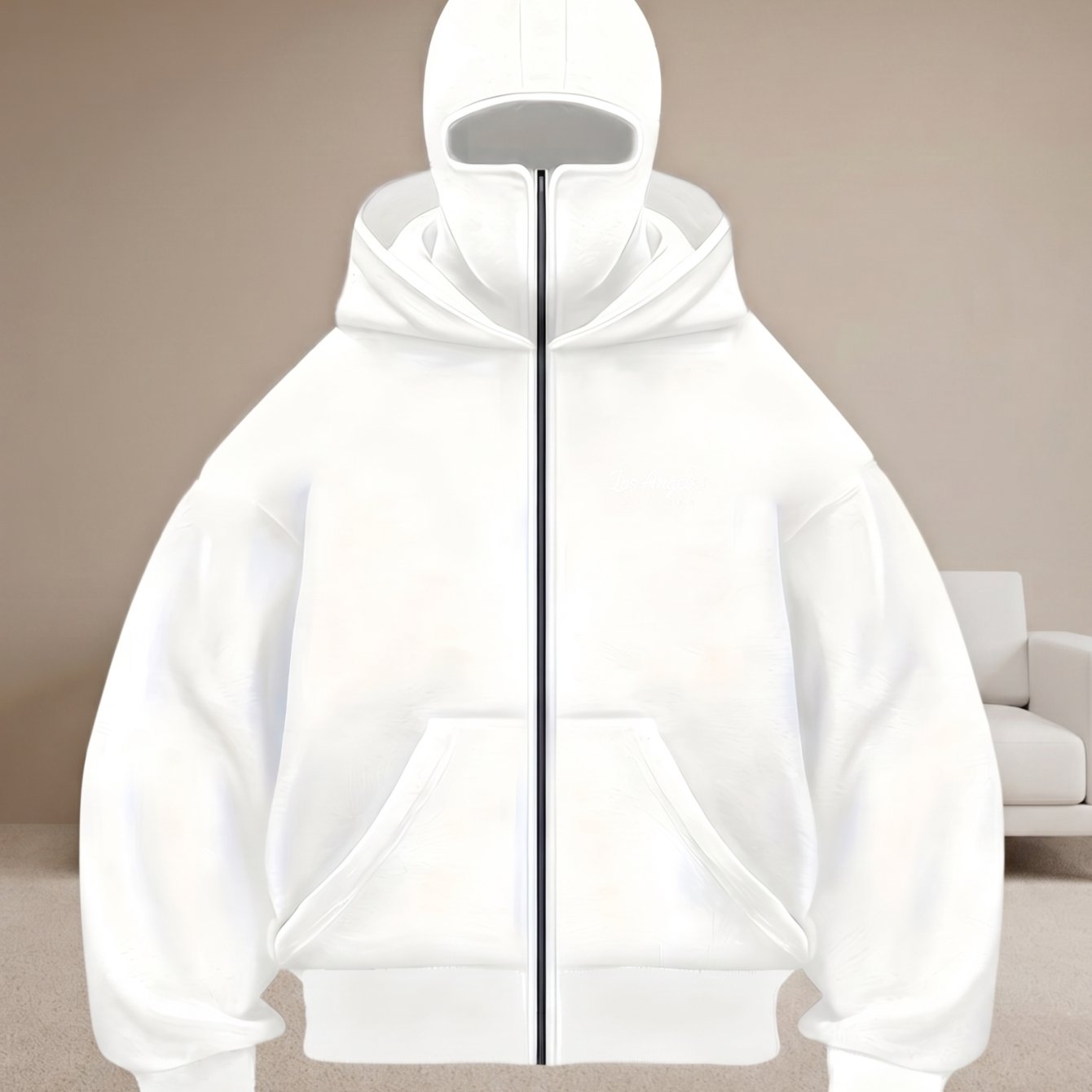 TEMU Men's Casual Hood Zip-up Hoodie, Long Sleeve Hoodie, Autumn Winter, Los Angeles Minimalist Print Design, Sports Style, S-3xl, Design, Fashion