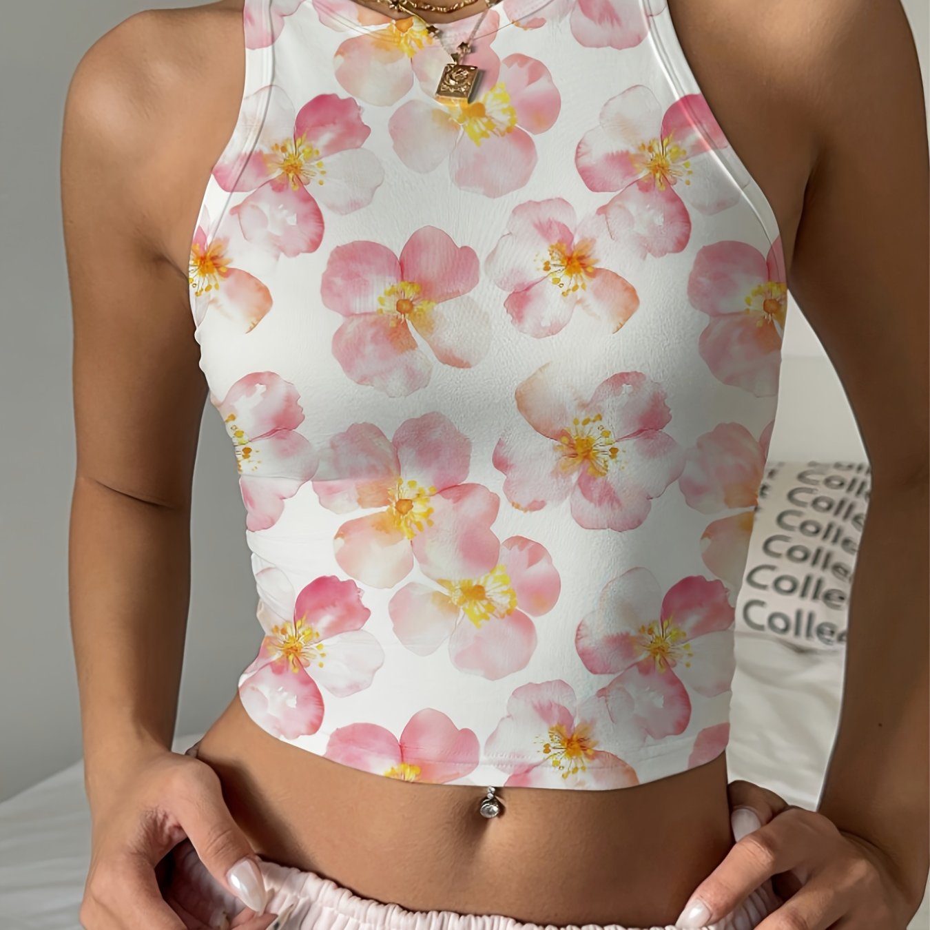 E-shop Modisches Damen Tank Top, Rundhalsausschnitt, ärmellos bedruckt, Damenbekleidung