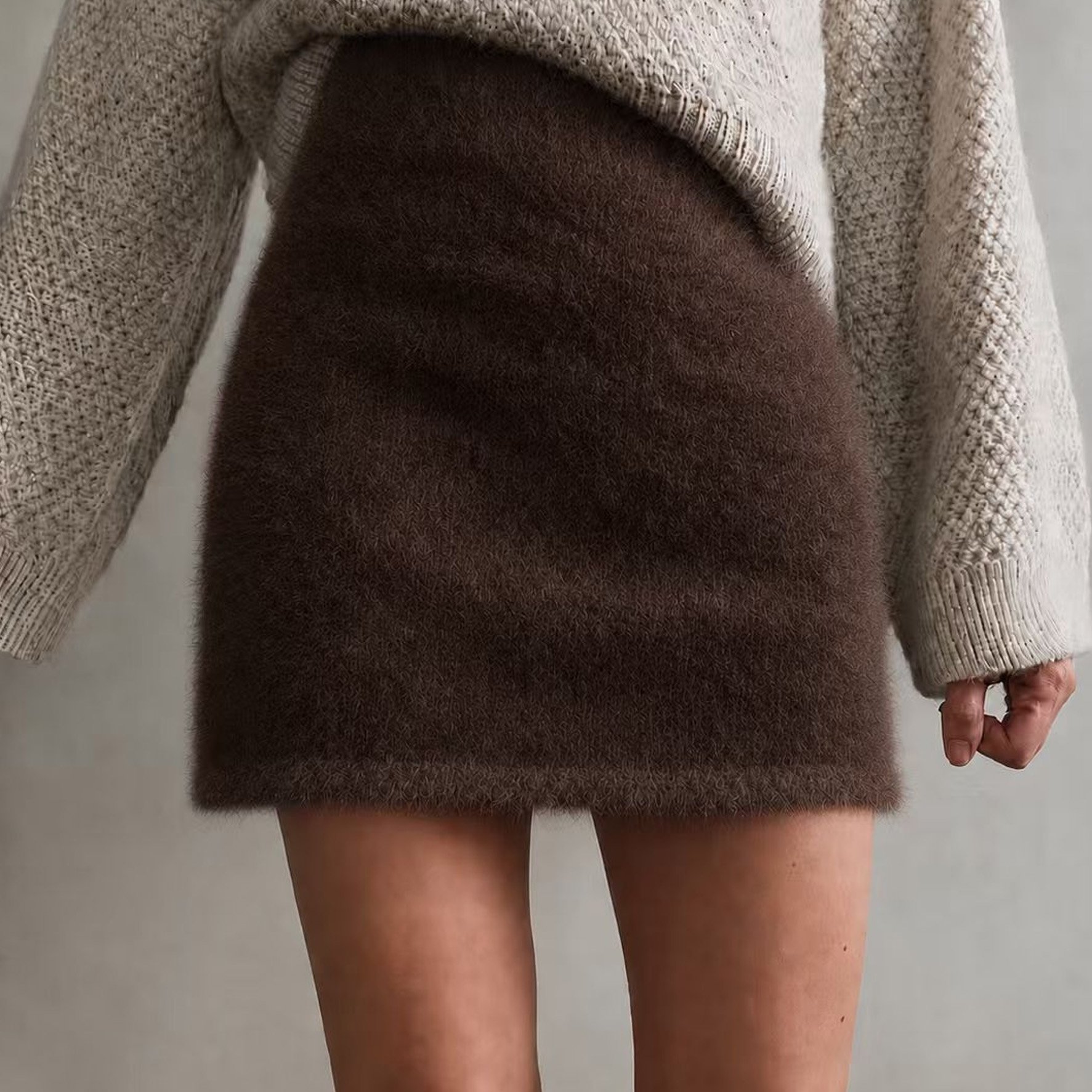 TEMU Mini Skirt Half Skirt, Autumn Winter Solid Color Bodycon Short Skirt, Fashion High Waist Slim Dress
