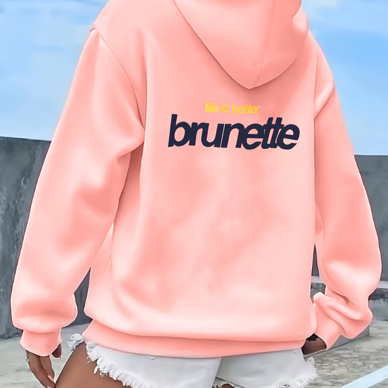 TEMU Print Hoodie, Drawstring Casual Hooded Sweatshirt For Winter And Fall, New Women's Clothing, Women's Autumn And Winter Top, Comfortable Fabric