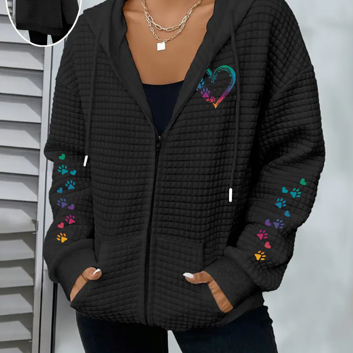 TEMU New Stylish And Comfortable Plus-size Women's Waffle Jackets, Plus-size Women's Zip-up Hooded Casual Sweatshirts, And Plus-size Women's Hooded