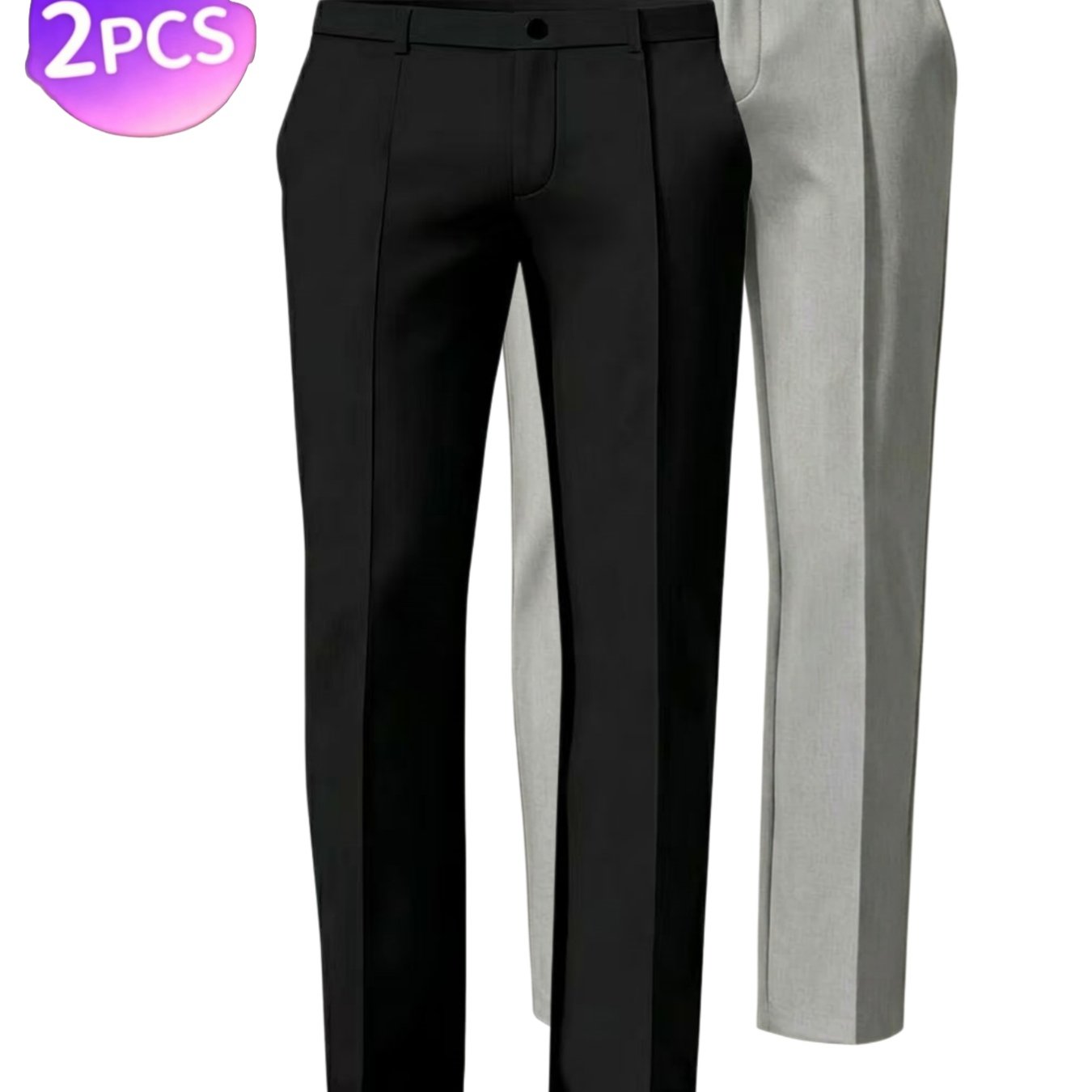 2pcs Set Of Men' Color Straight-leg Trousers For Spring And Autumn, Fashionable, Business Casual And Commuter-friendly.