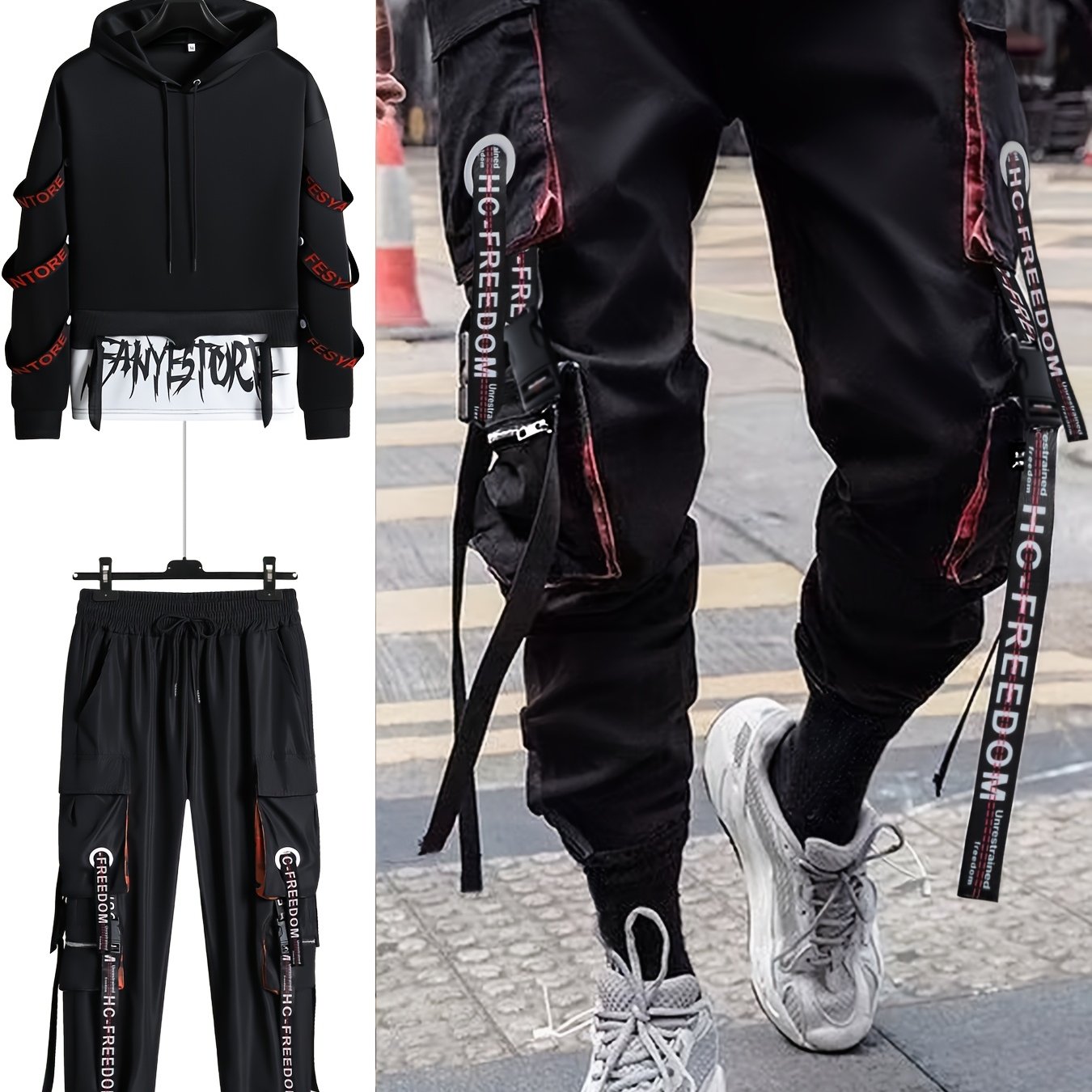 Men's Casual Sports Outfit For Autumn And Winter, Featuring A Stylish Hoodie And Tapered Pants Tracksuit, Complete With A Trendy Multi- Pant Set, Hoodies