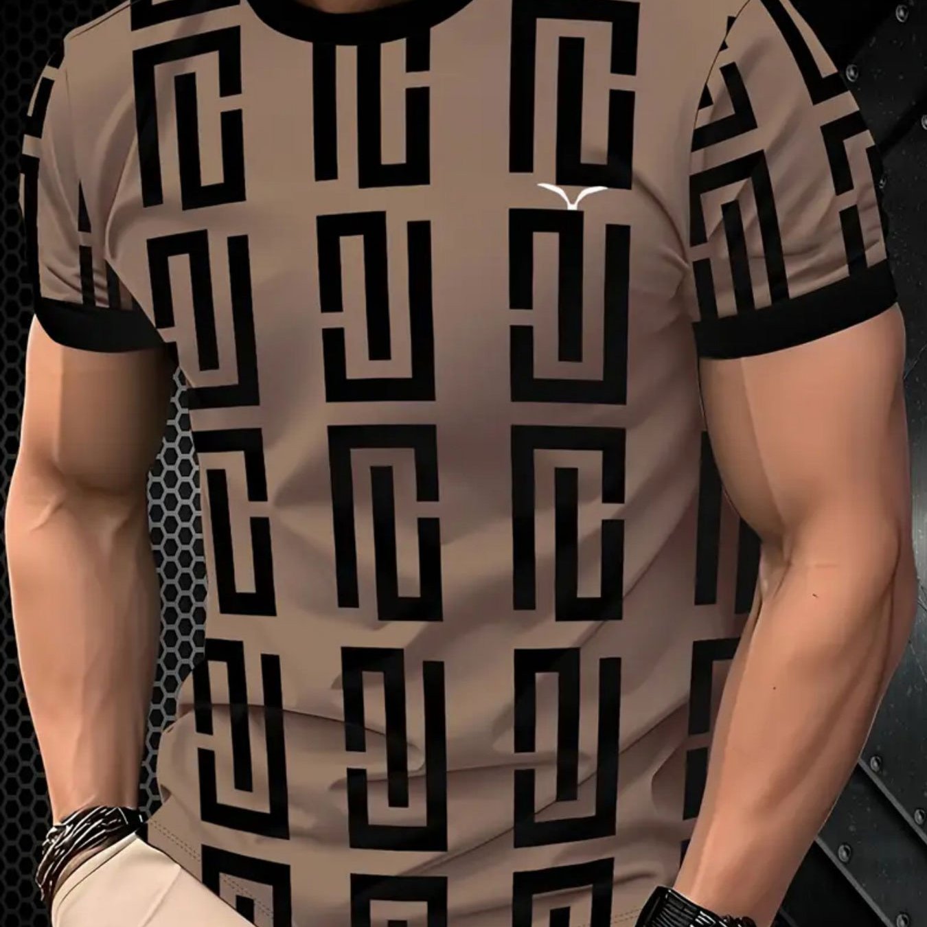 TEMU T-shirt Homme Tendance et Moderne, Col Rond Confortable et Manches Courtes, Design à Imprimé Motif. Un Style Unique et