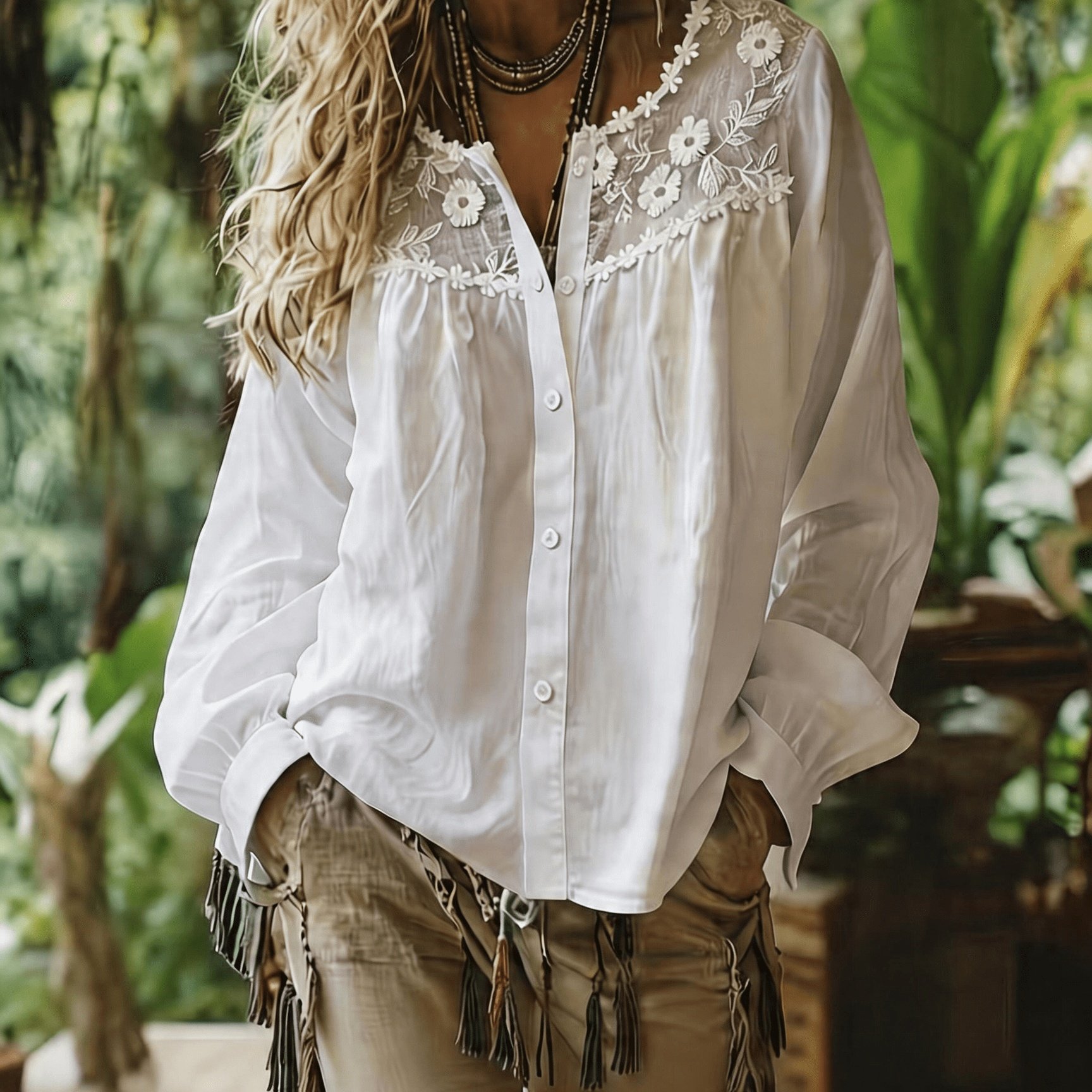 TEMU Women's Lace Long-sleeve Shirt
