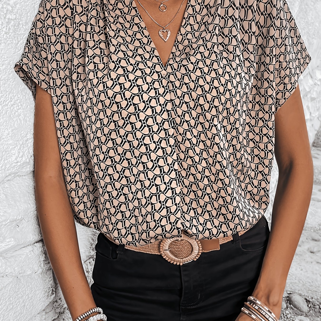TEMU Relaxed Fit Vintage Prescription Short-sleeve Shirt