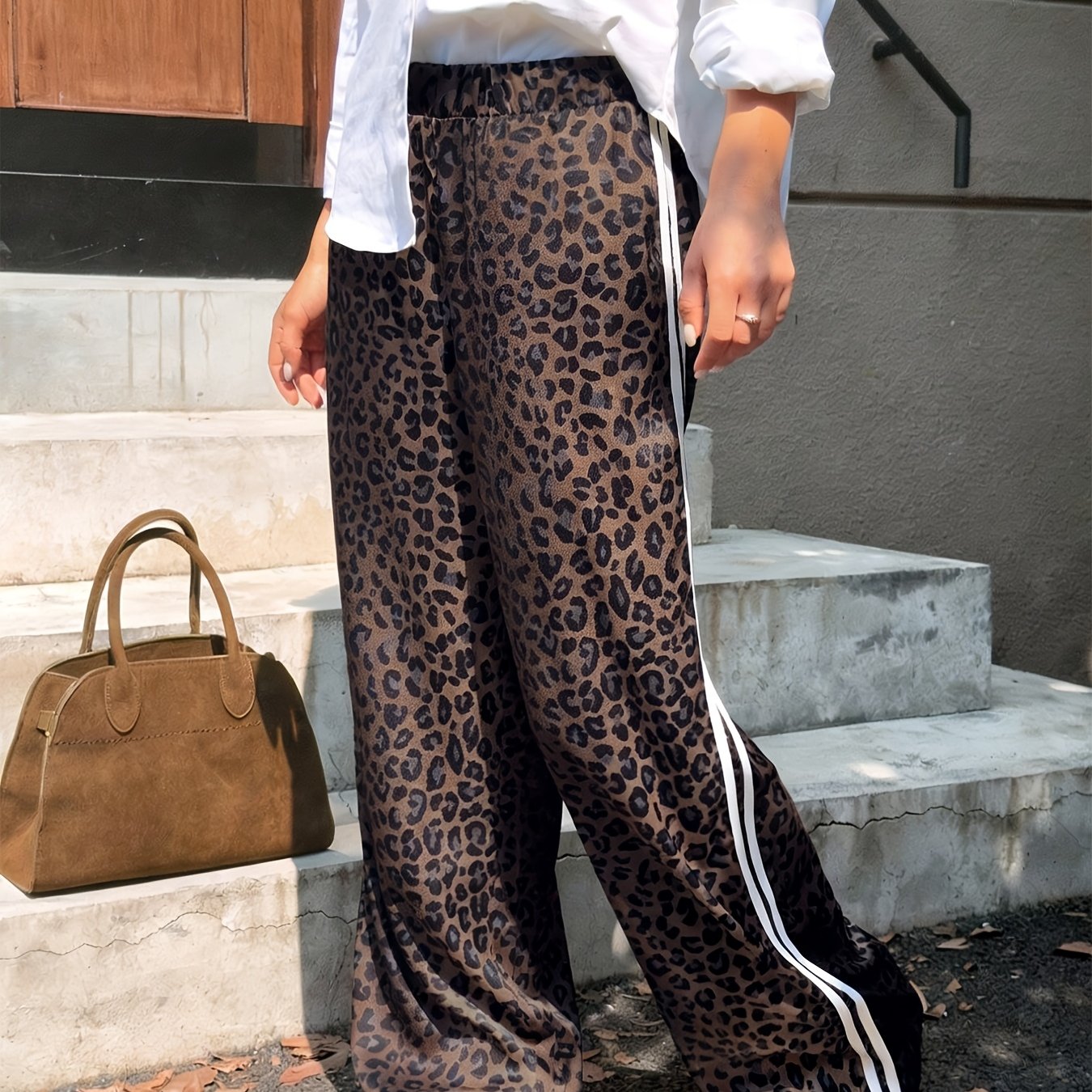 E-shop S-XL Damen Damenmode Klassisch Locker Gerade Hosen Damenhose Band-Seitenstreifen Design Frühling Sommer Herbst Retro Hot Outfit Stoff