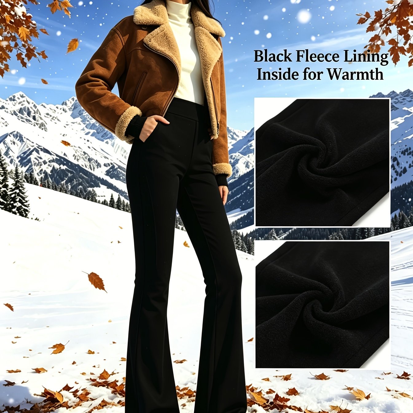 Winter Warm High-waist Slim-fit Yoga Pants With Storage Pockets, Stretch, Tummy-tucking Warm Pants ( In )