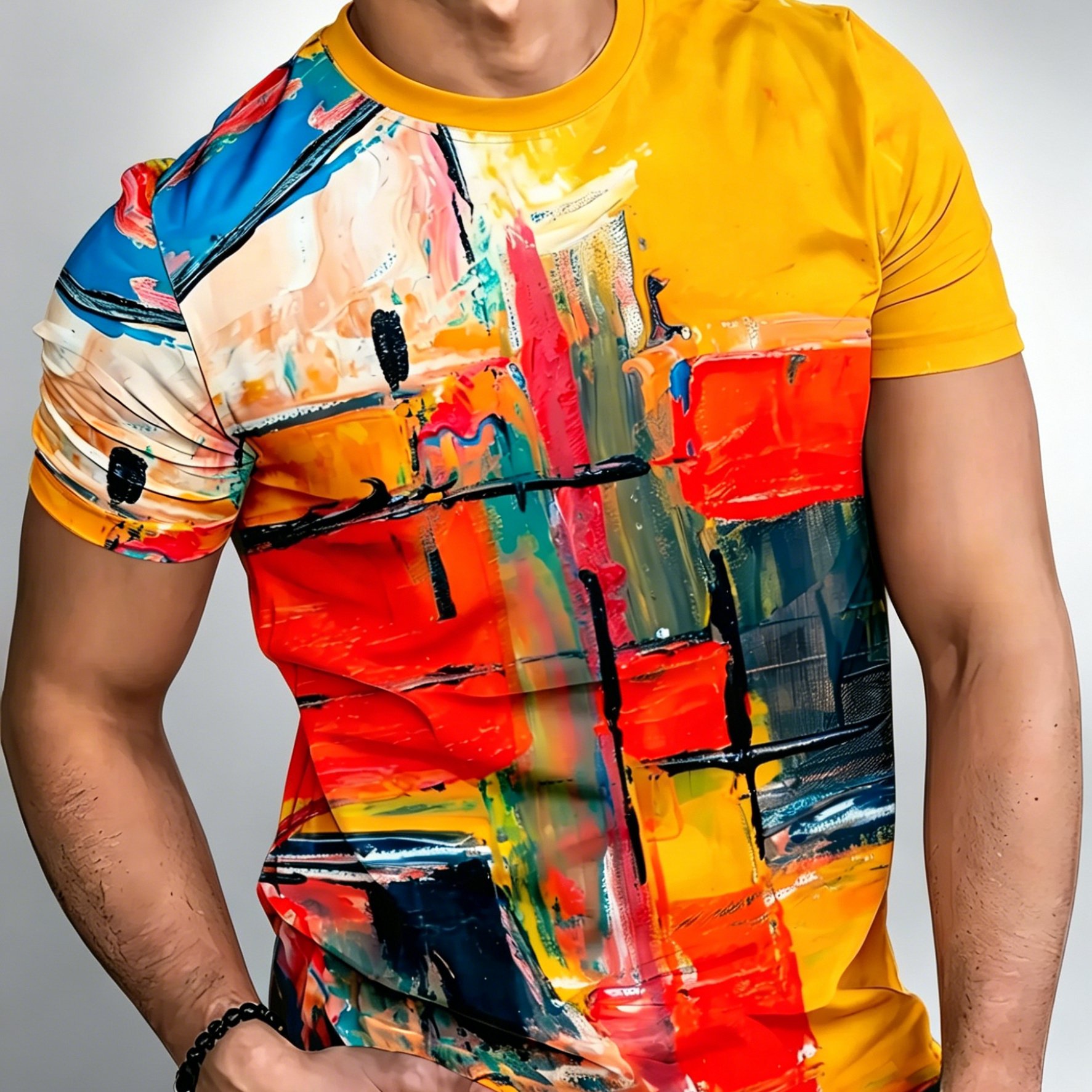 TEMU Men's T-shirt, Men's Fashion Tee, Breathable Soft Fabric, Machine Washable
