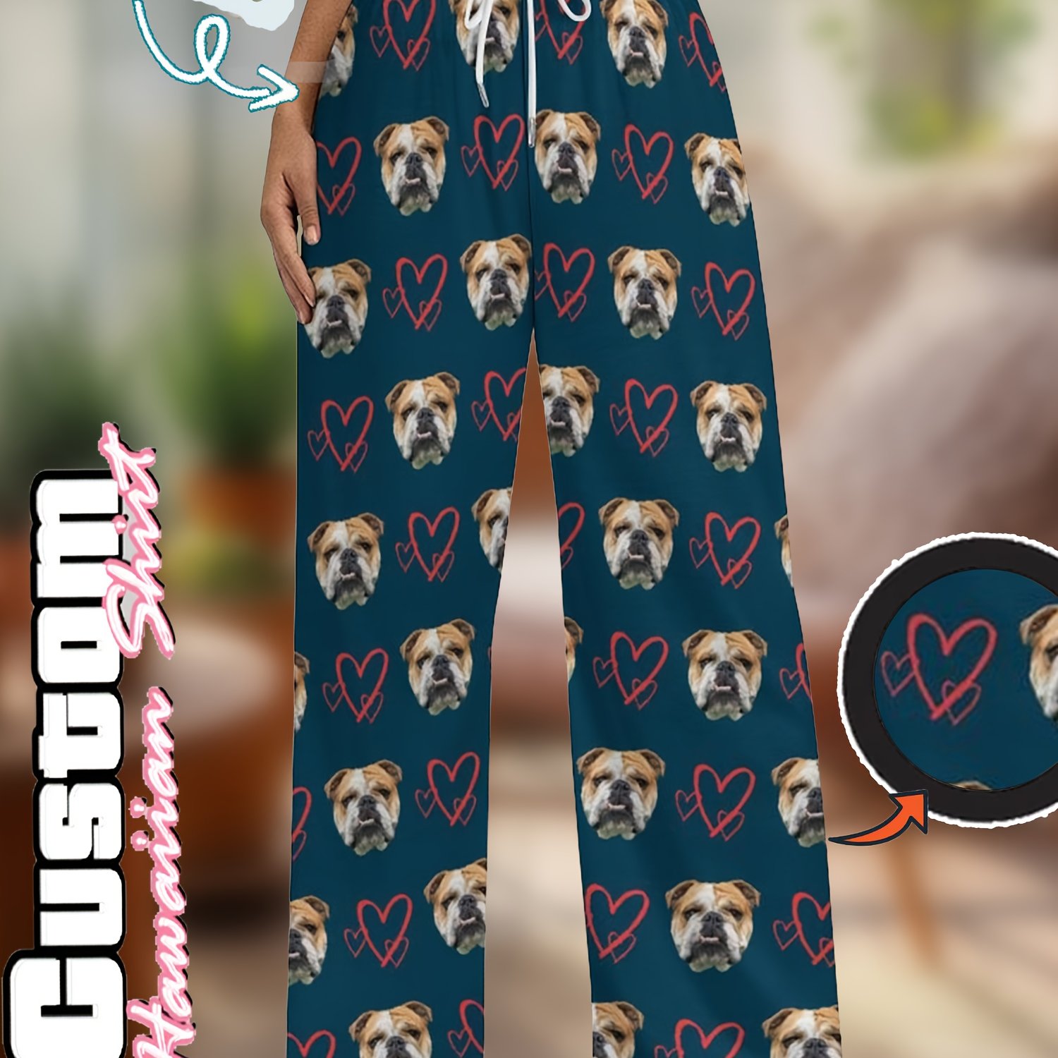 TEMU Custom Pet Photo Pajama Pants For Men And Women, Personalized Face Custom Pajama Pants, Suitable For Christmas, Thanksgiving, Halloween,