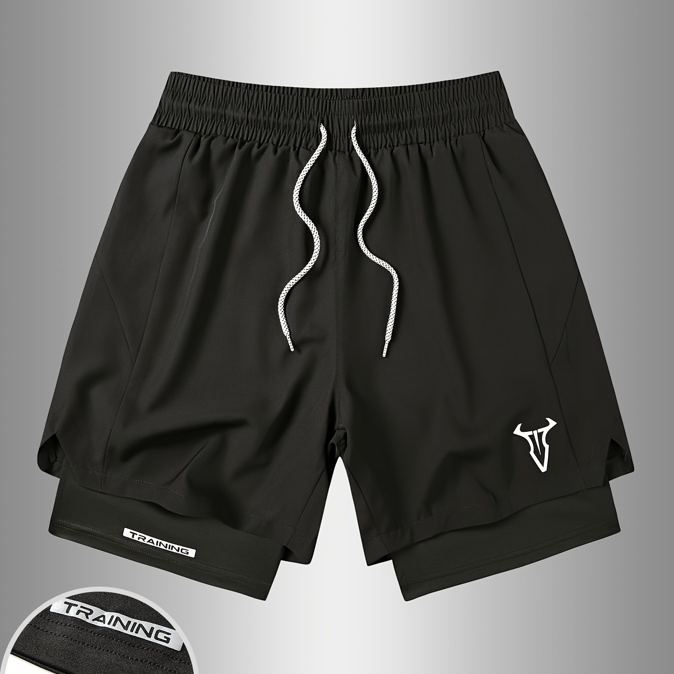 TEMU Men's Casual Athletic Shorts With Print, Design, Elastic Waistband, Pockets, And Drawstring - Gray, Summer Outdoor Activities, Summer Shorts |