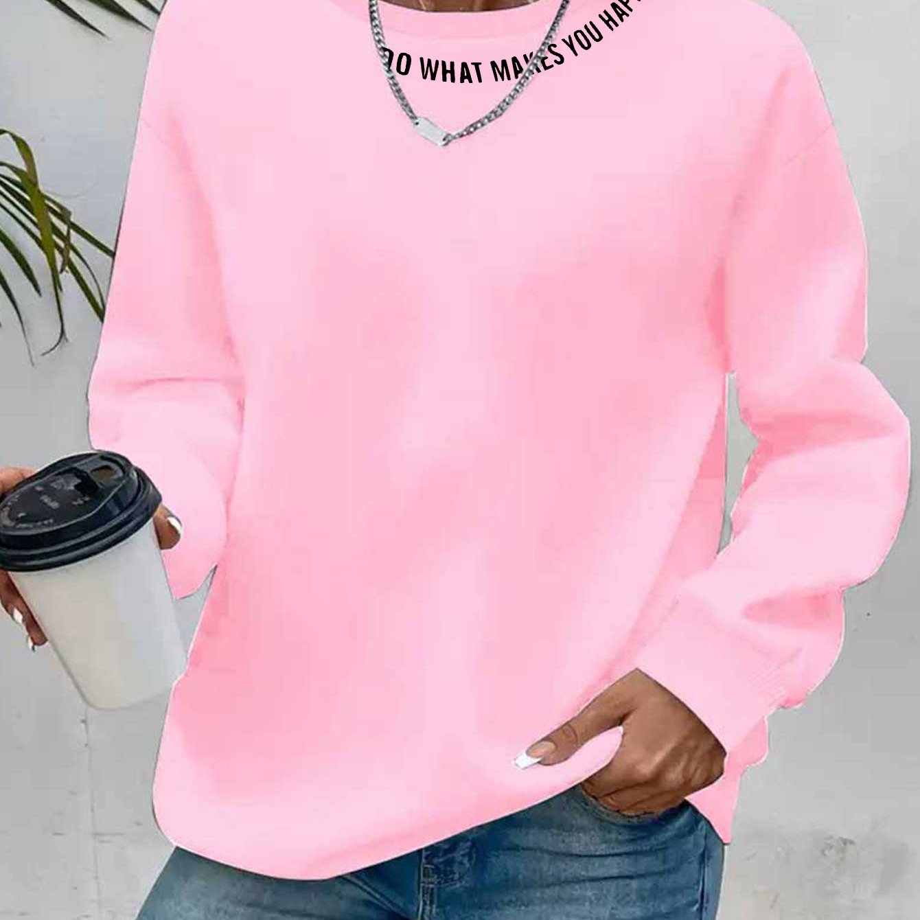 E-shop Damen-Hoodie im frischen energiegeladenen Stil, mit bedrucktem Slogan-Schriftzug, ein modischer bequemer lockerer Sweatshirt mit