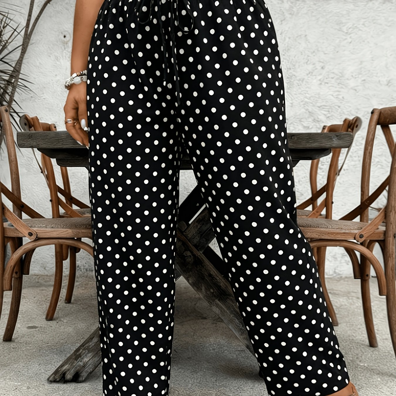 TEMU Plus Size, Women's Plus Size Polka Dot Print Pants