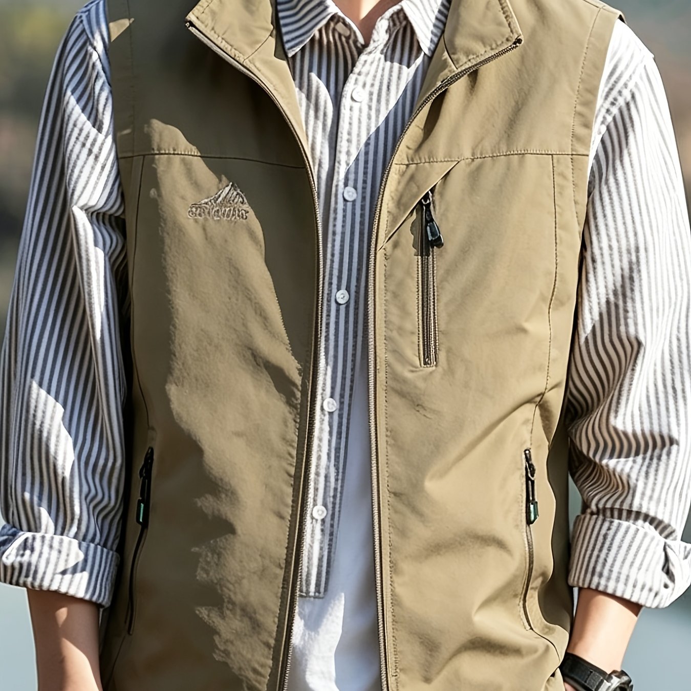 TEMU Men's Summer Mountain-style Workwear Vest, Loose Sleeveless Vest, Retro Versatile Multi-functional Outdoor Top, Lightweight Mountaineering