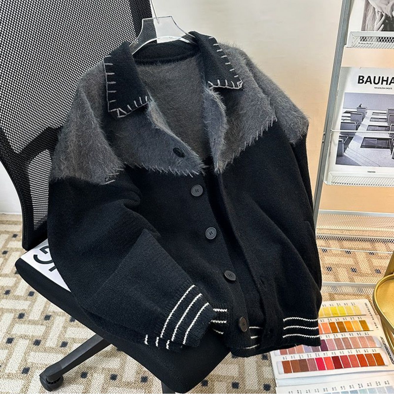 TEMU 【メンズ】レトロデザインがトレンドの秋冬用カーディガンセーター。学生や若者に最適。暖かい素材を使用。