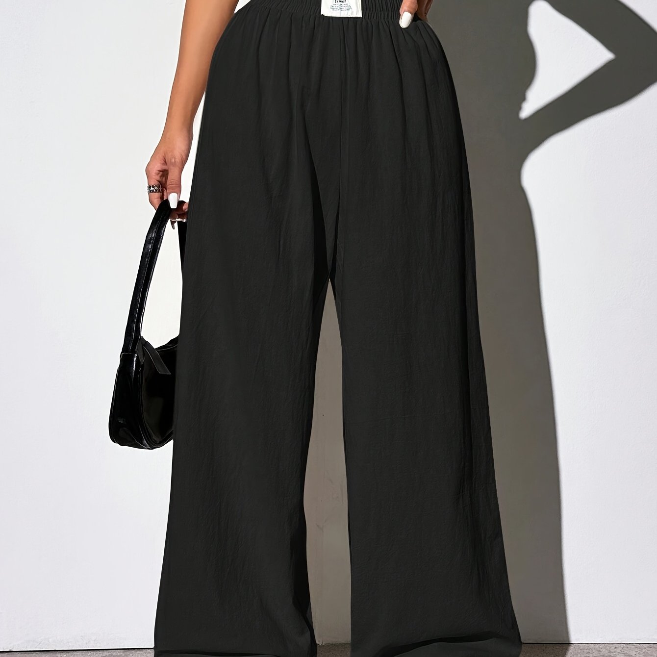 Women's Black Wide-leg Casual Pants