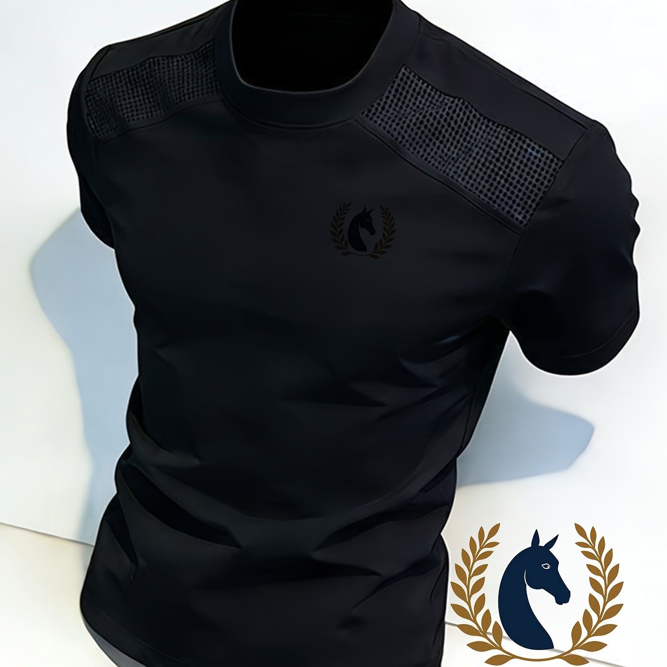 Your Casual Look With Our Men's Graphic T-shirt. Featuring A Horse Head And Wreath Design, It Combines Style . Made From Soft Fabric, This Menswear Top Is Ideal For Everyday Casual Wear