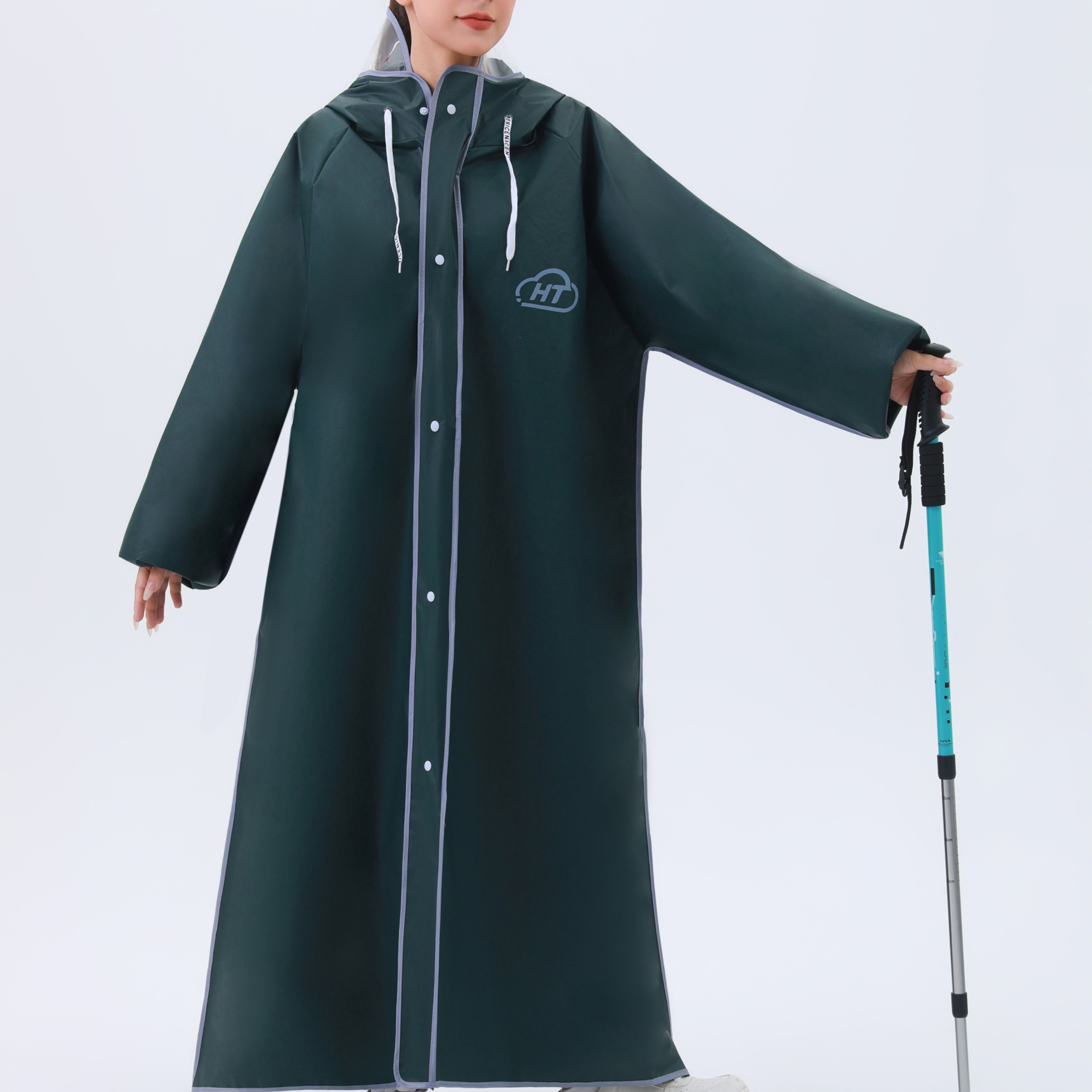 TEMU Capa de lluvia larga, gruesa, de calidad, de material EVA duradero, portátil, holgada y elegante para exteriores, adecuada para senderismo |