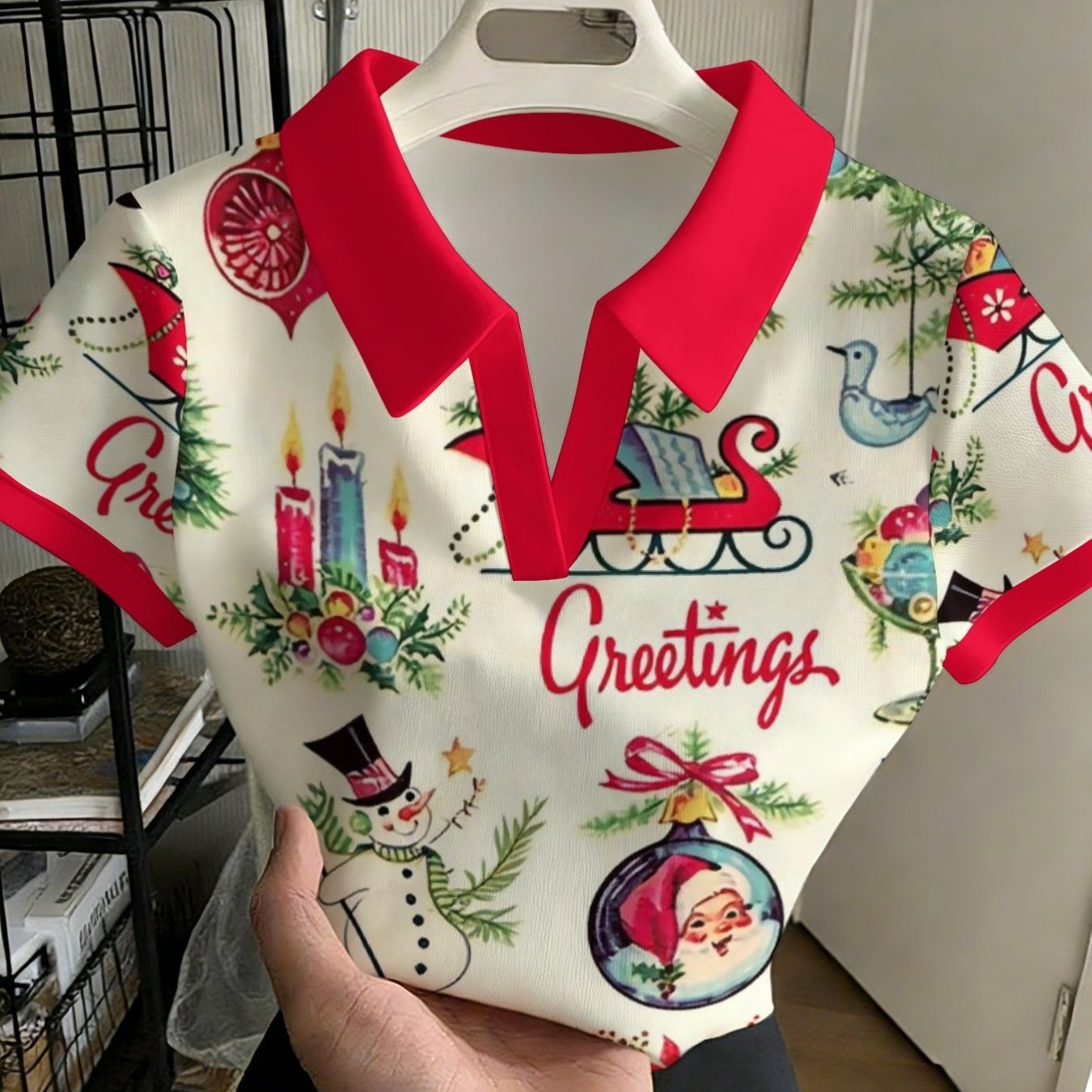 TEMU Women's Stylish And Versatile Shirt Without Buttonsred Clip Art Graphics Christmas Decoration Christmas Day Ornament Holiday Christmas Tree