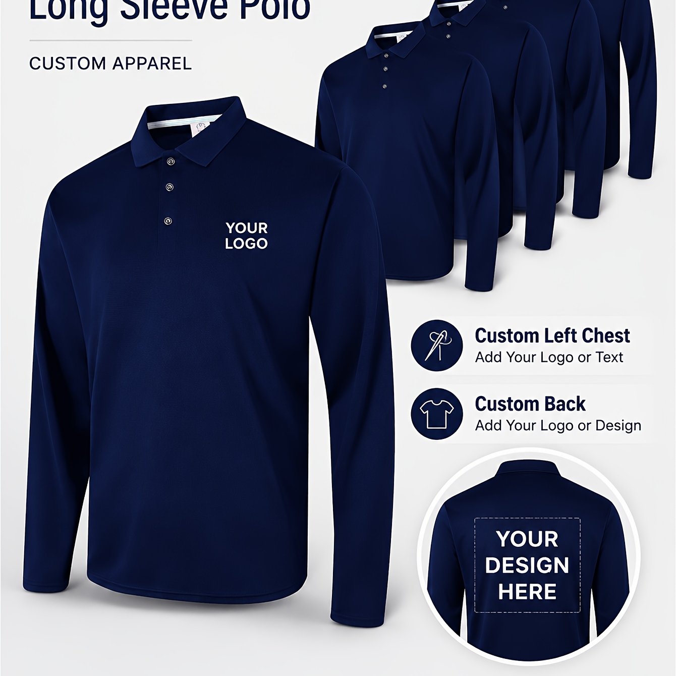 TEMU 5pcs Custom Long-sleeve Shirts, Recommended For Business Team Uniforms, Class Uniforms, And Event Wear. Chest Printed With Logos Or Text. Large