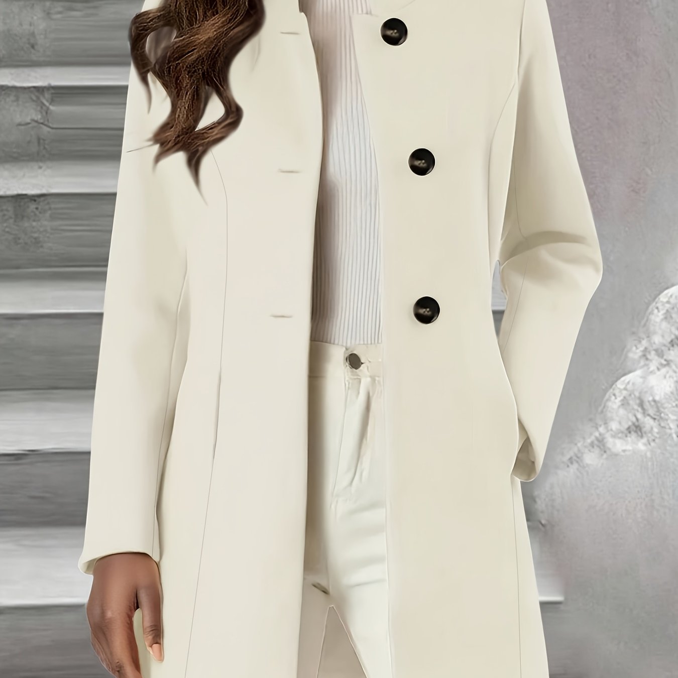D6391 Side Pocket Single-breasted Coat