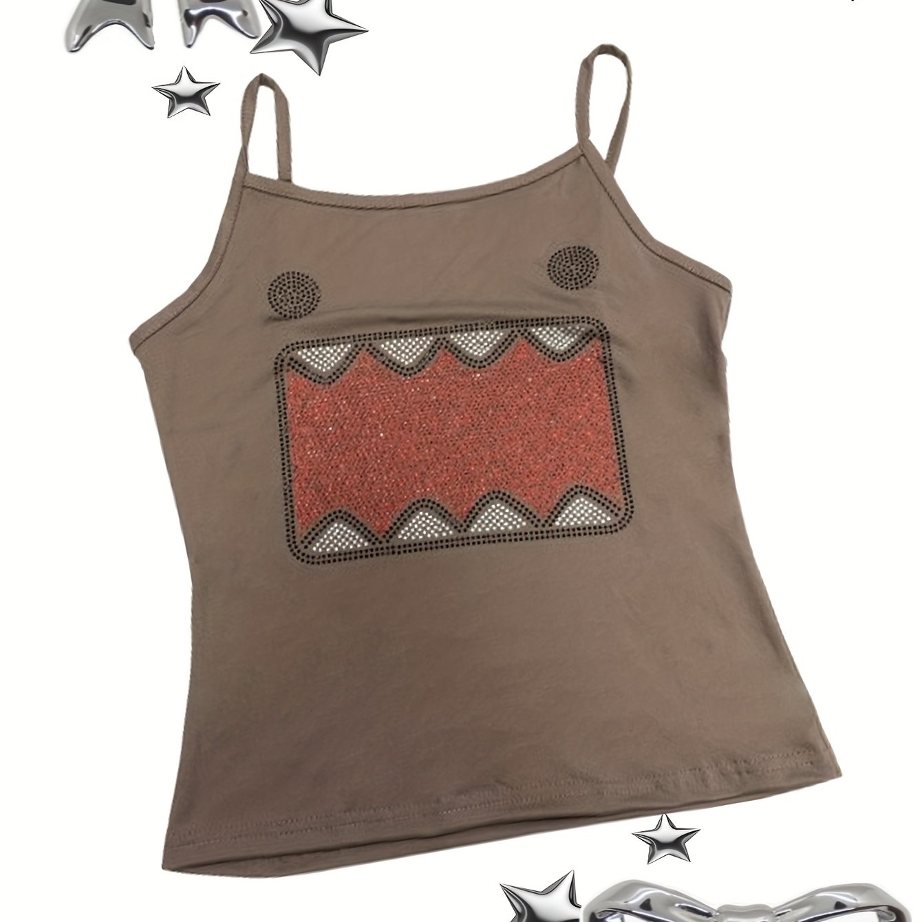 Image of Hot Drill Tamaki-kun Women's Top, Vintage Sleeveless Camisole, Harajuku Gothic Short Fitted Top For Women