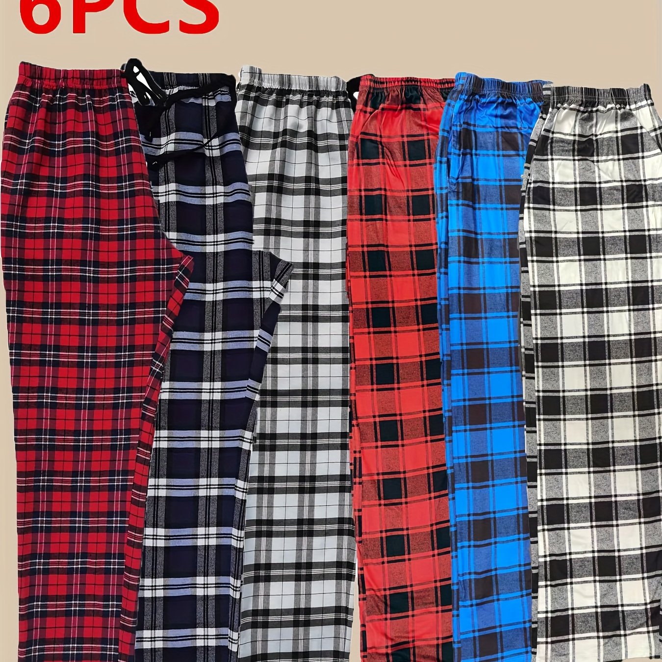 Men's Casual Plaid Trousers In A 6-pack, Suitable For Spring And Summer, Cozy For Autumn And , Stylish Loungewear For The .