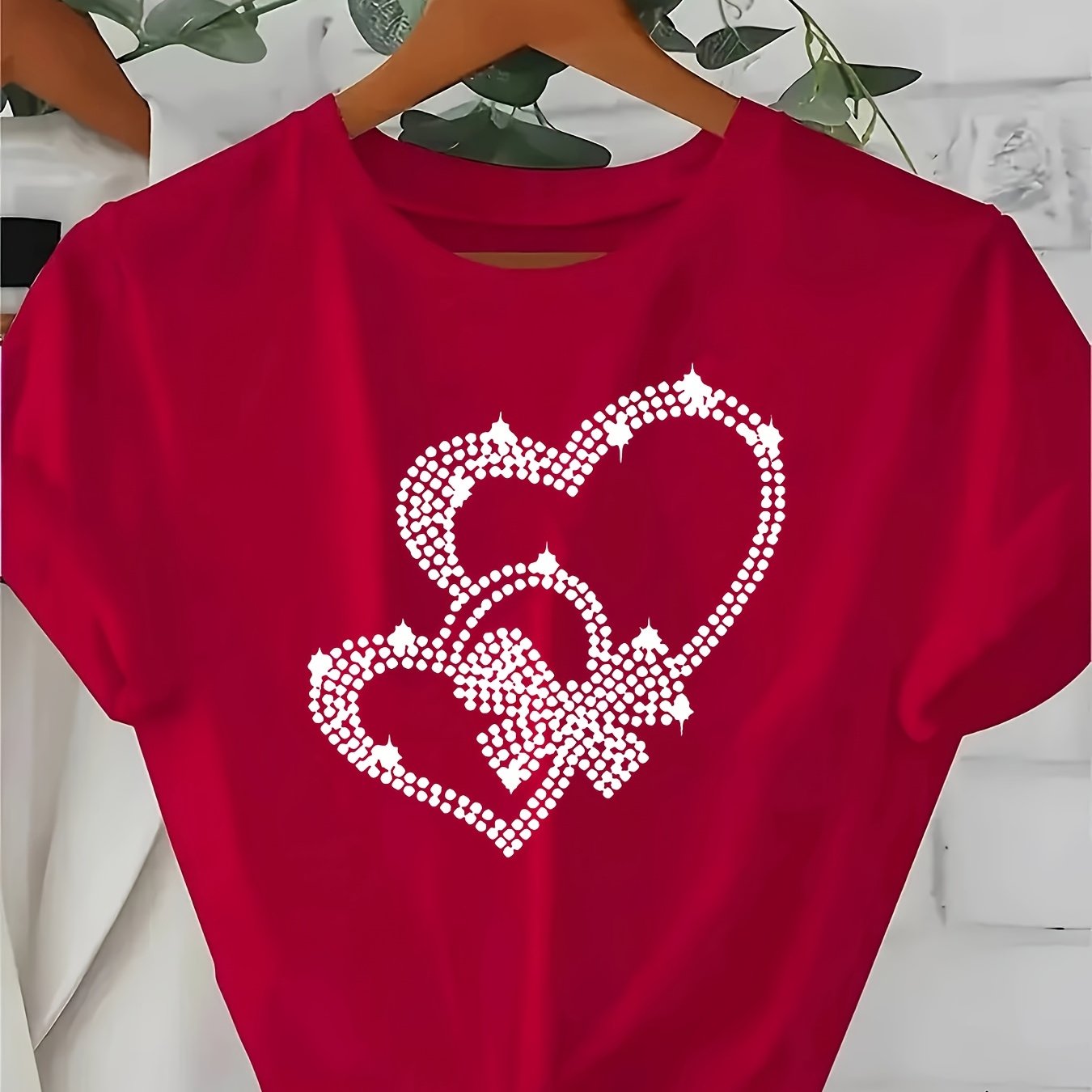 TEMU Plus Size Graphic Print T-shirt, Short Sleeve Crew Neck Casual Top For Summer & Spring, Women's Plus Size Clothing