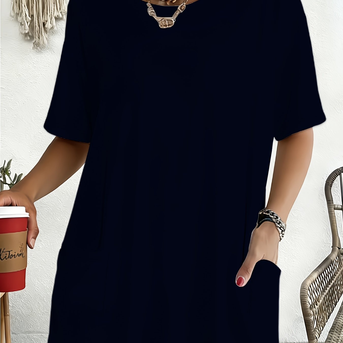 TEMU Plus Size Women's Black -shirt