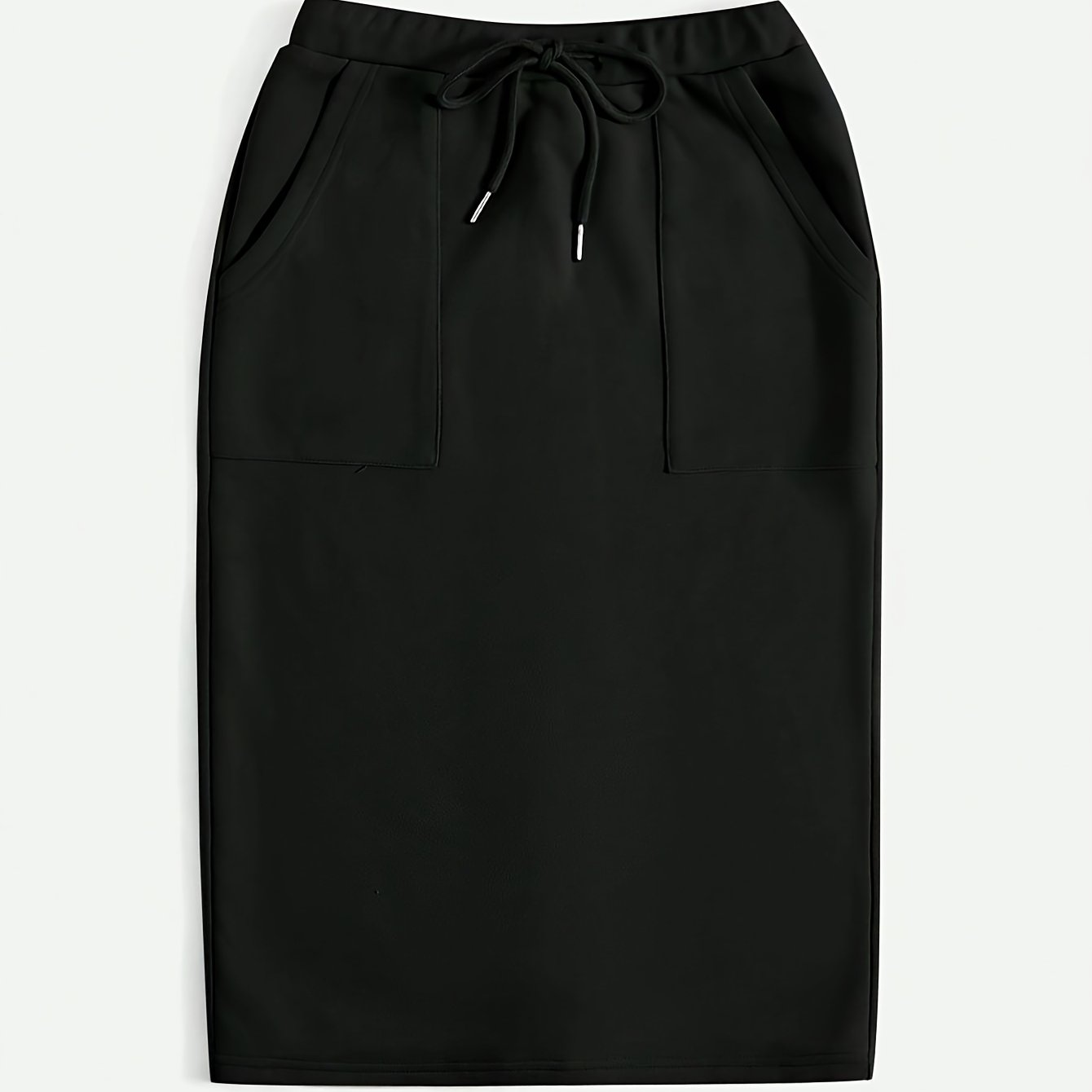 Women's Drawstring Skirt High Waist Midi Skirts With Pockets