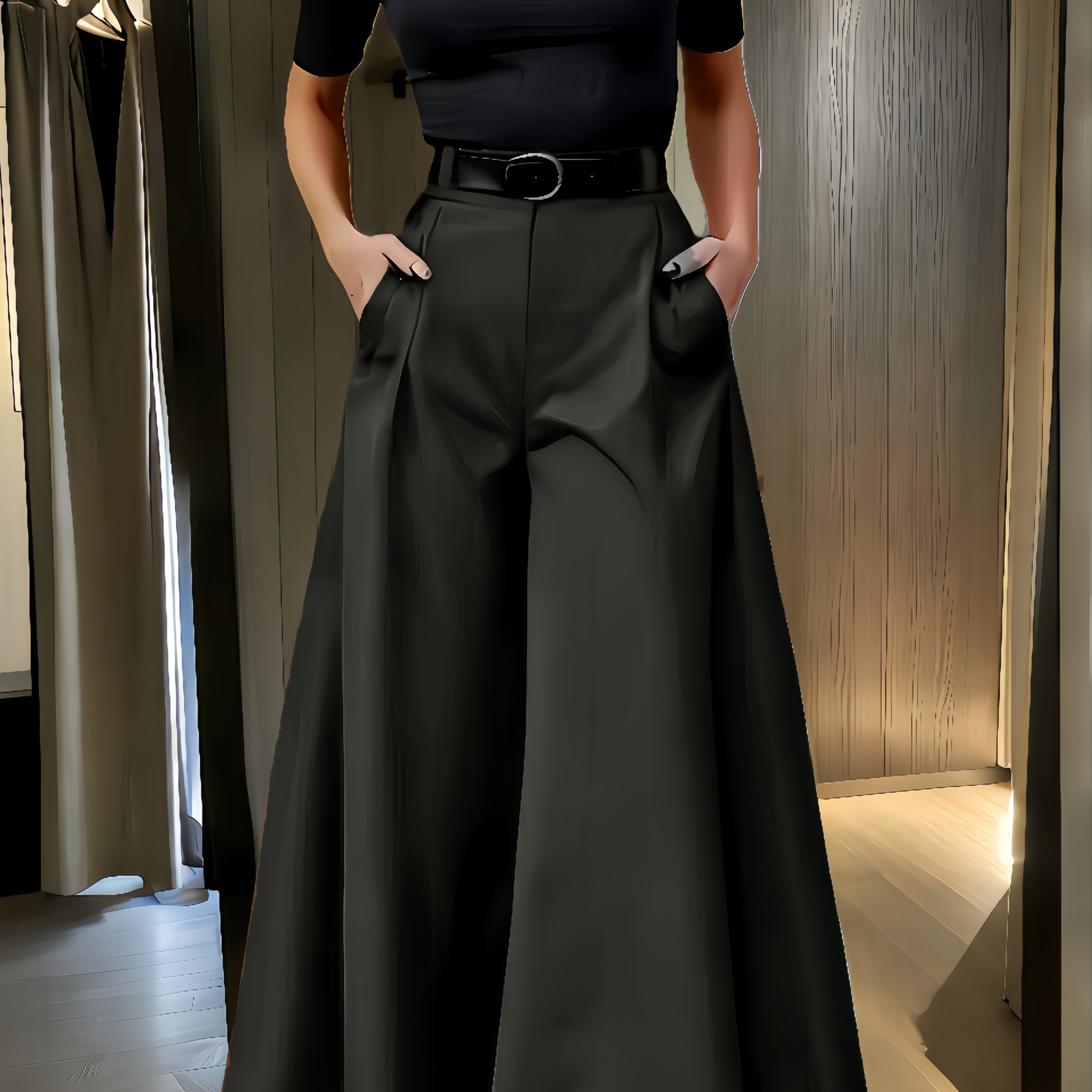 TEMU Pantaloni a d'elefante casual eleganti da donna per /estate - Senza cintura - Pantaloni versatili a vita casual da per donna - Pantaloni casual