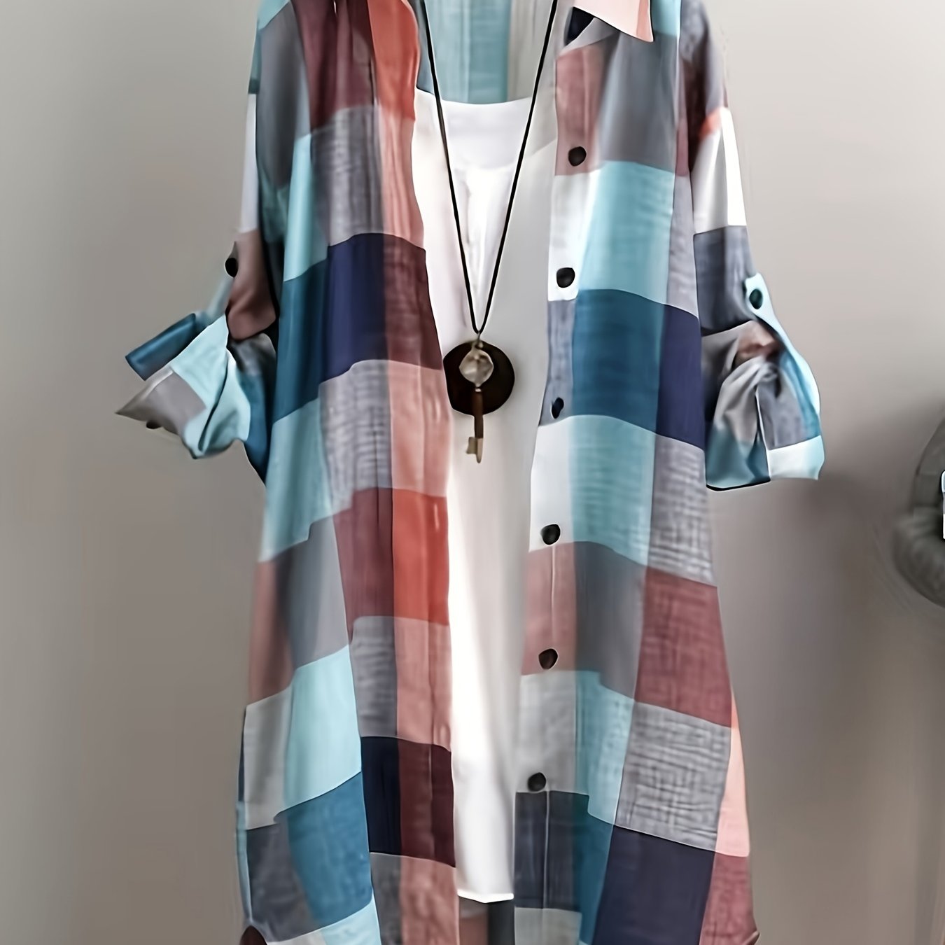 E-shop Damen Karo Hemd Schick Damen Bluse Elegante Damenblusen Neu im Koreanischen Stil