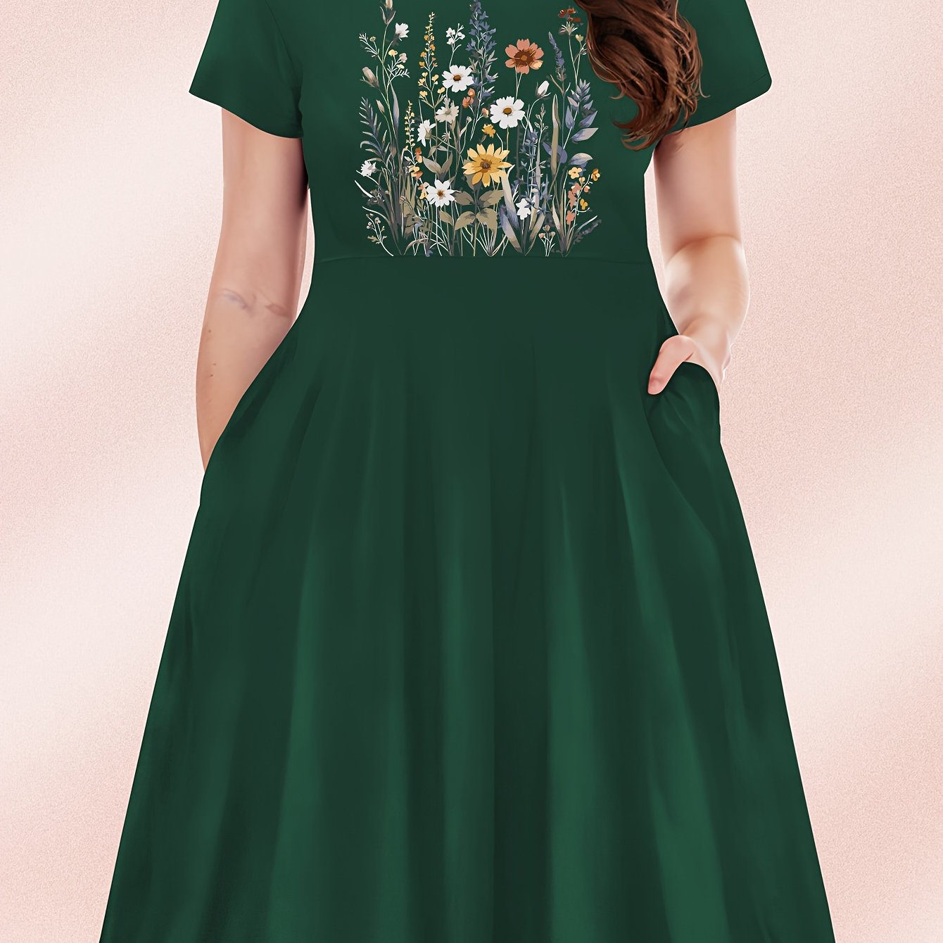 TEMU Plus Size - Plus Size - Patterned Printed Dress