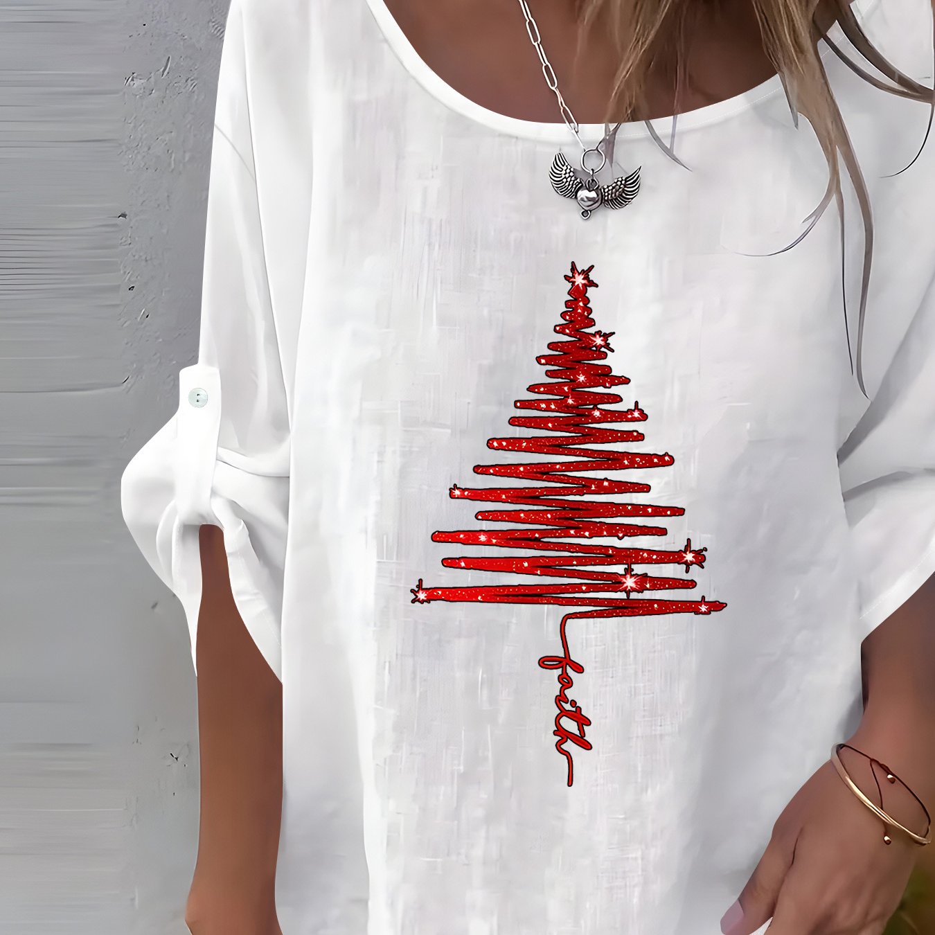 TEMU Women's Comfortable, Easy, Elegant, Stylish, Creative Letter Print Crew Neck Long Sleeve Shirt, Beautiful Women's Shirt, Elegant Women's Shirt,