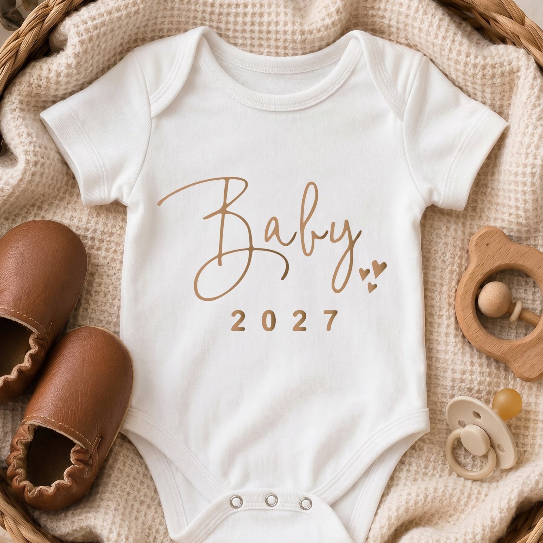 Image of 2027 Newborn Triangle Onesie For Boys And Girls, 100% Cotton, Letter Print, Comfortable Short-sleeve Romper, Infant Clothing, Perfect For Outdoor