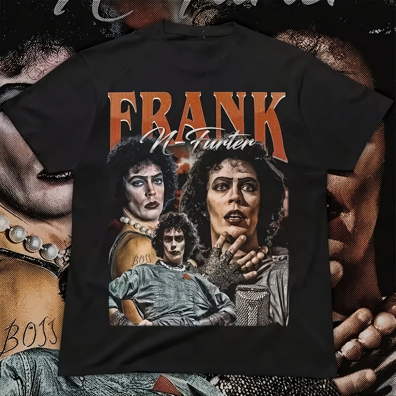 TEMU Men' & Women's Oversized Retro Frank 'n T-shirt - 100% Unisex Tee Suitable For All Seasons_0752 Streetwear Style & , Suitable For Outdoor,