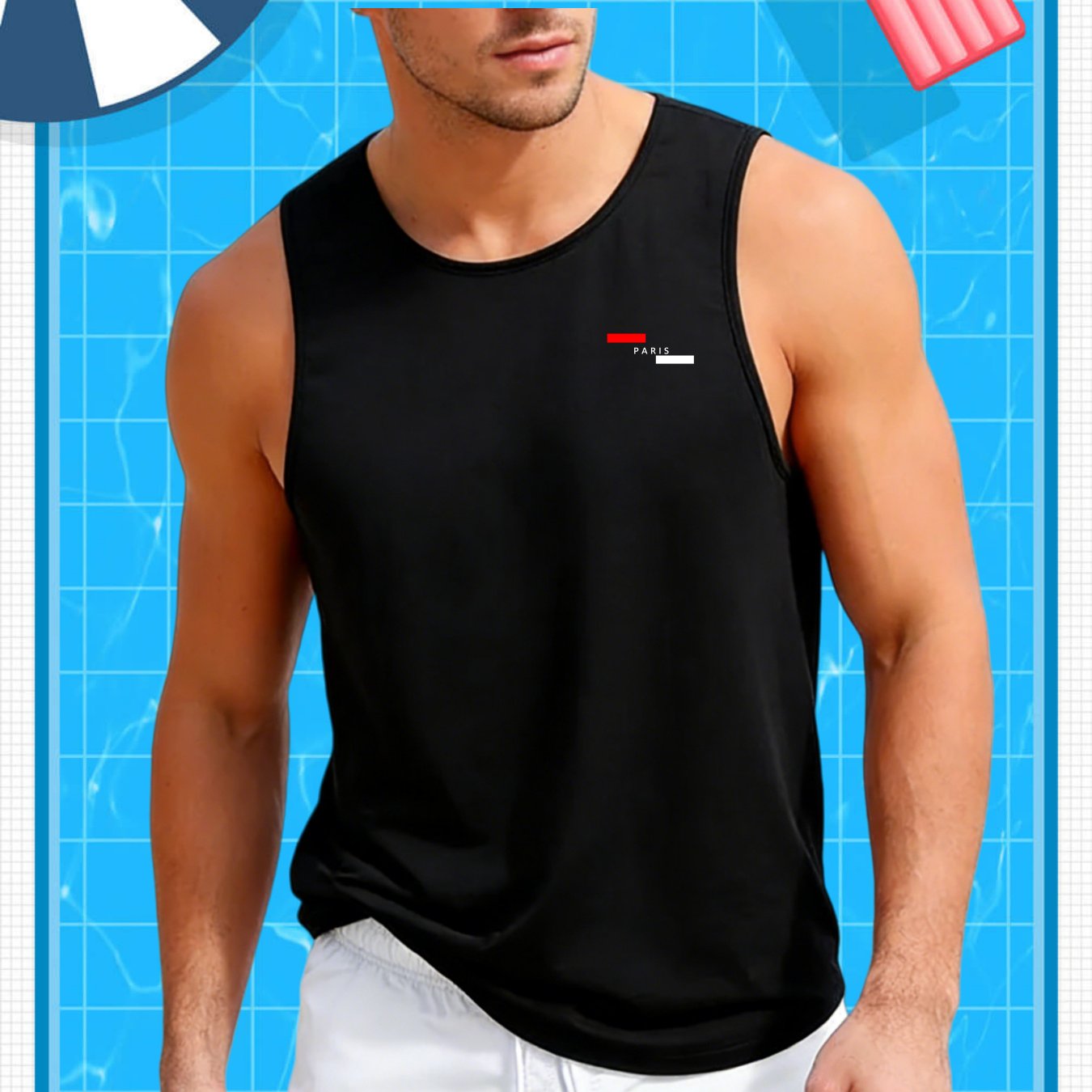 TEMU Chaleco para Hombre de Secado Rápido, Malla Transpirable, Estampado de París, Deportivo Fitness de Secado Rápido y Anti-Sudor, Versátil y