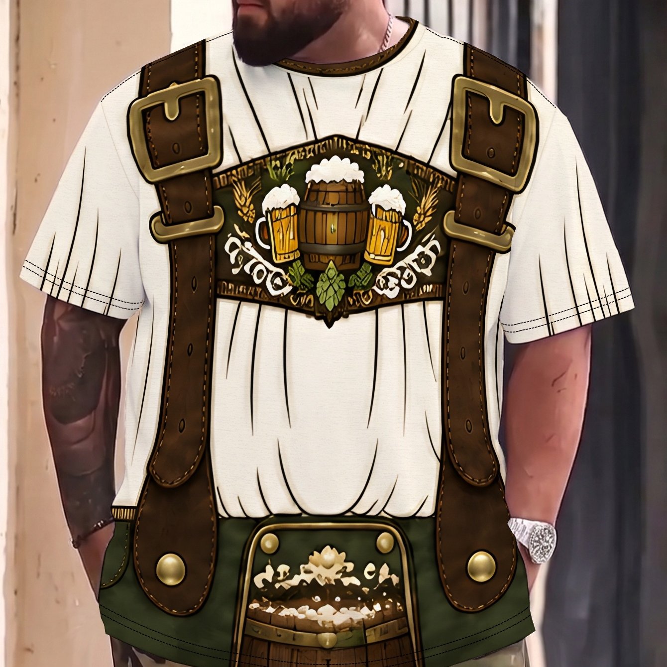 TEMU Teediy Men's Oktoberfest T-shirt - 's Beer Theme Short Sleeve Tee, Casual Round Neck Summer Top With Oktoberfest Print, Suitable For Daily Wear