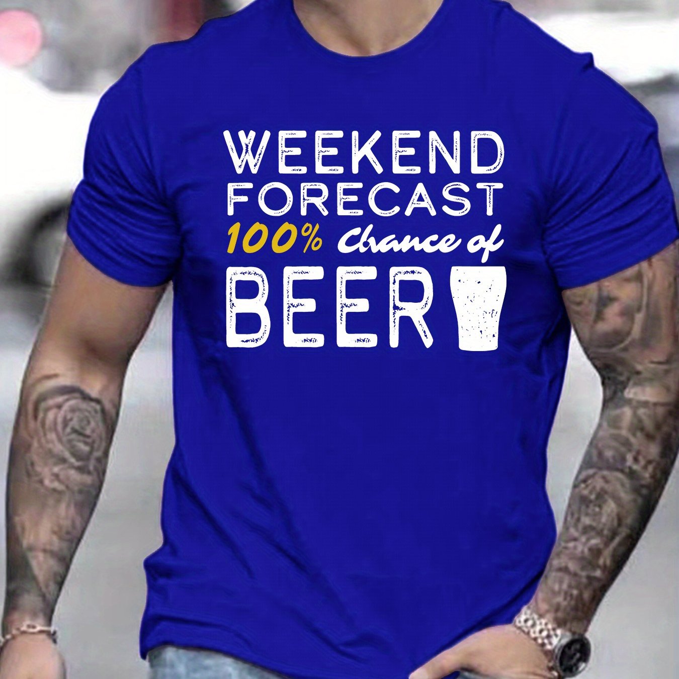 TEMU Summer Men's Fashion Patterned Short-sleeve T-shirt