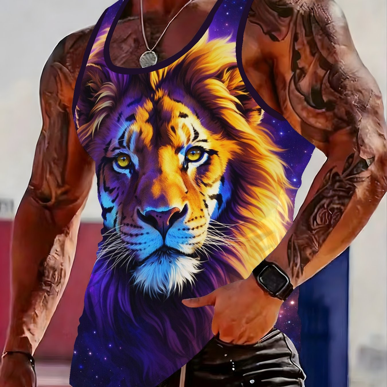 TEMU Men's Printed Casual Vest, Suitable For Spring And Summer