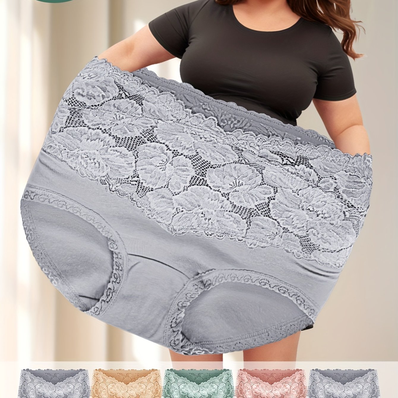 5-pack High-waist Tummy Size Panties, Women's Underwear, Jacquard Pattern, , Lifting And Shaping, Lace Trim, High Elastic Stretch, Tummy , Body Shaping, Hot Item Recommendation