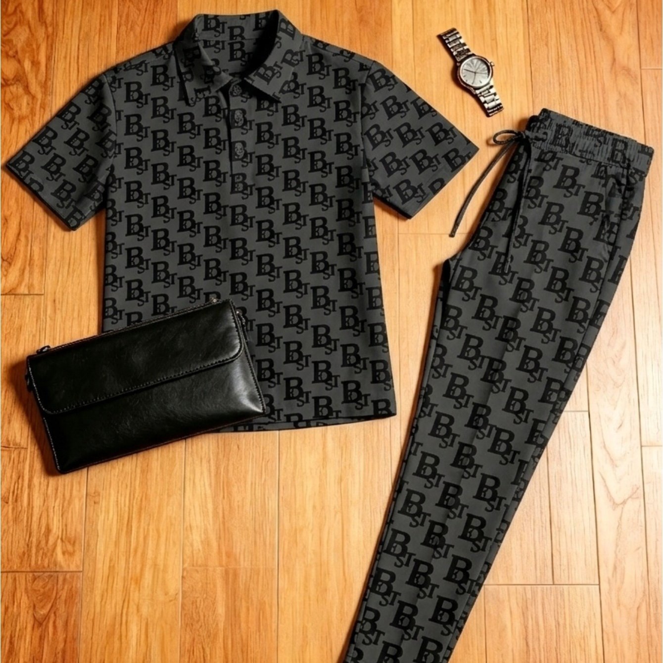Image of Two-piece Suit: Men's Casual Sportswear - 3d Printing, Button, Short-sleeved Shirt And Trousers, Comfortable Fabric, Light , Casual Business, Daily Wear