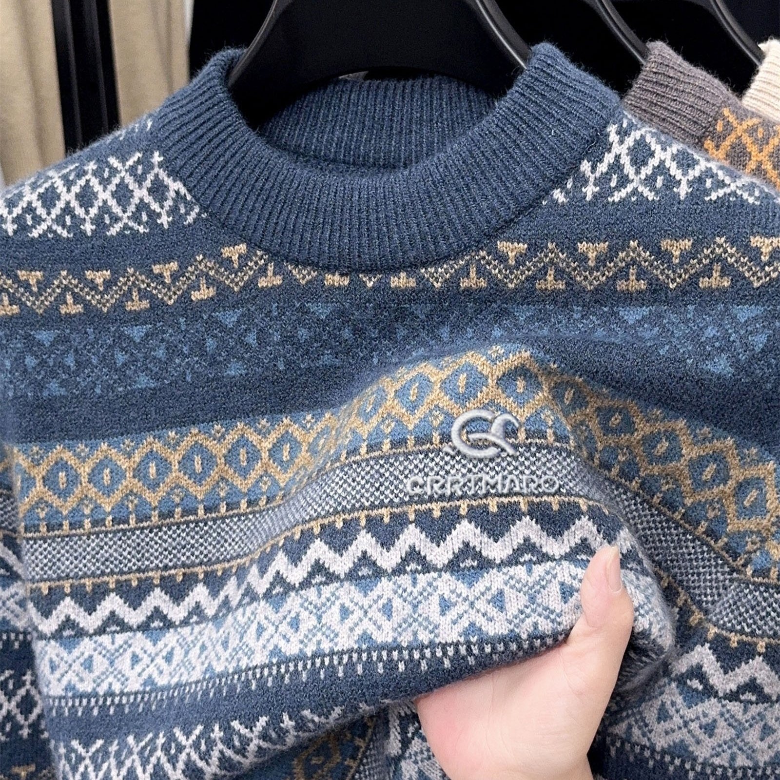 TEMU Cartmaro Men's Knit Sweater Round Neck Solid Color Pullover Outdoor Casual Men's Clothing Autumn Winter New Warm Comfortable Top, Co-winning